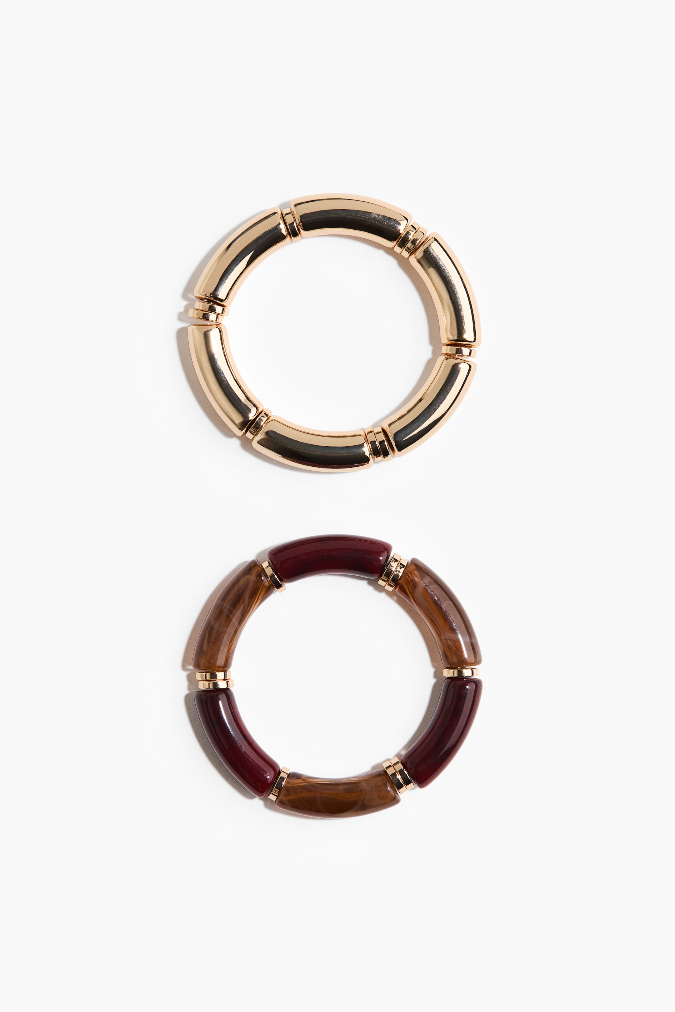 拡大画像を表示: 2-pack bracelets - ゴールドカラー／ブラウン／バーガンディ - レディース | H&M JP 3