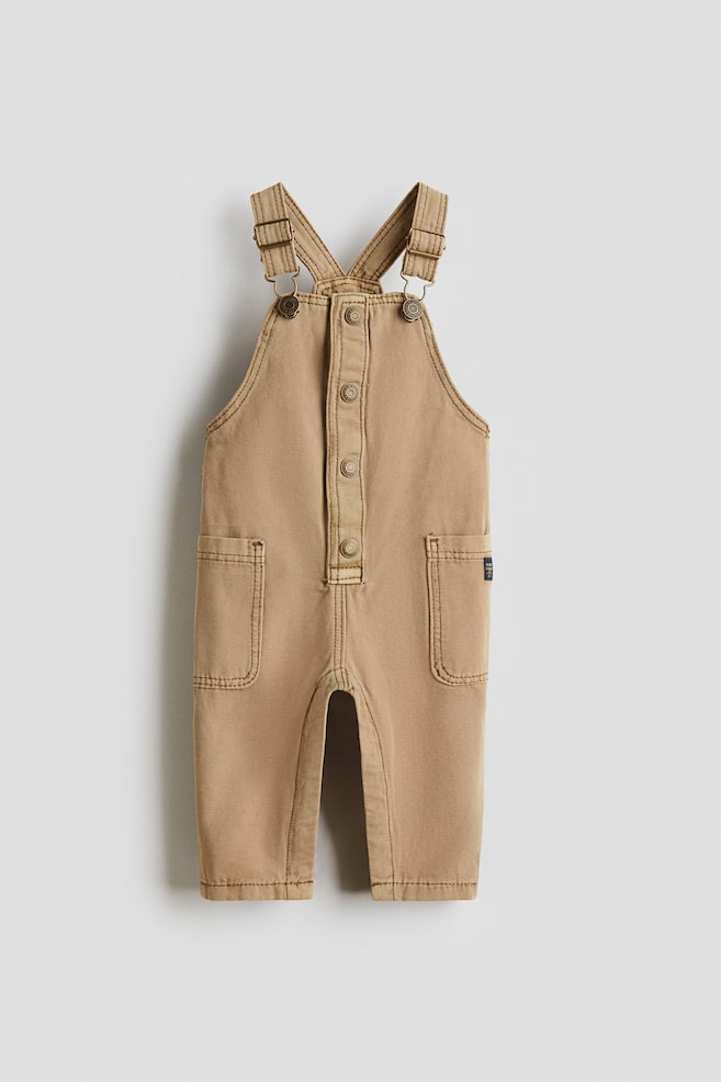 Cotton canvas dungarees - Beige - 1