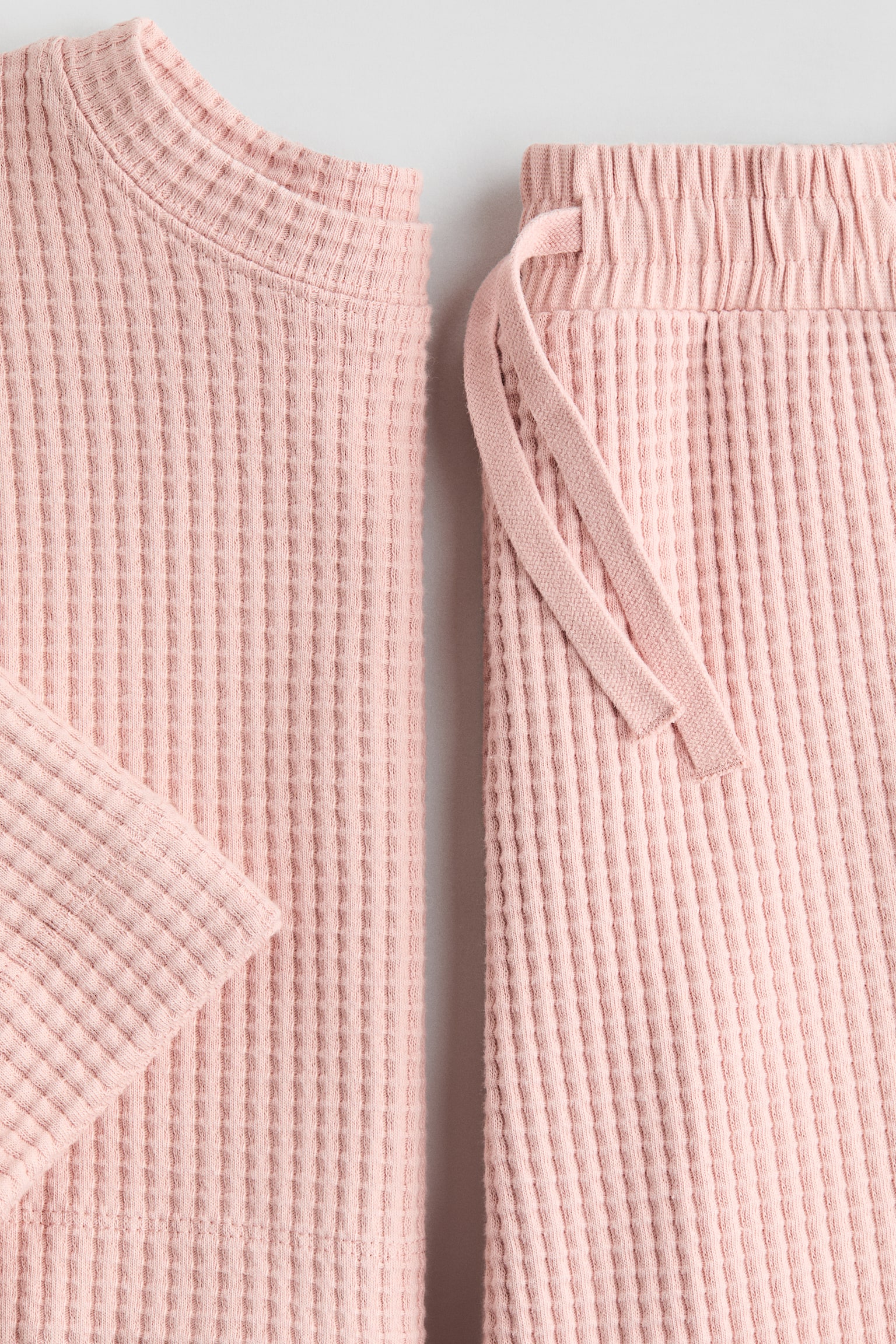 2-piece waffled jersey set - Light dusty pink - 2