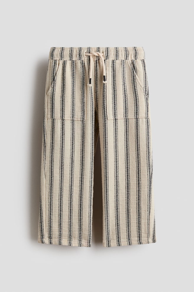 Schlupfhose mit Struktur - Hellbeige/Gestreift - 1