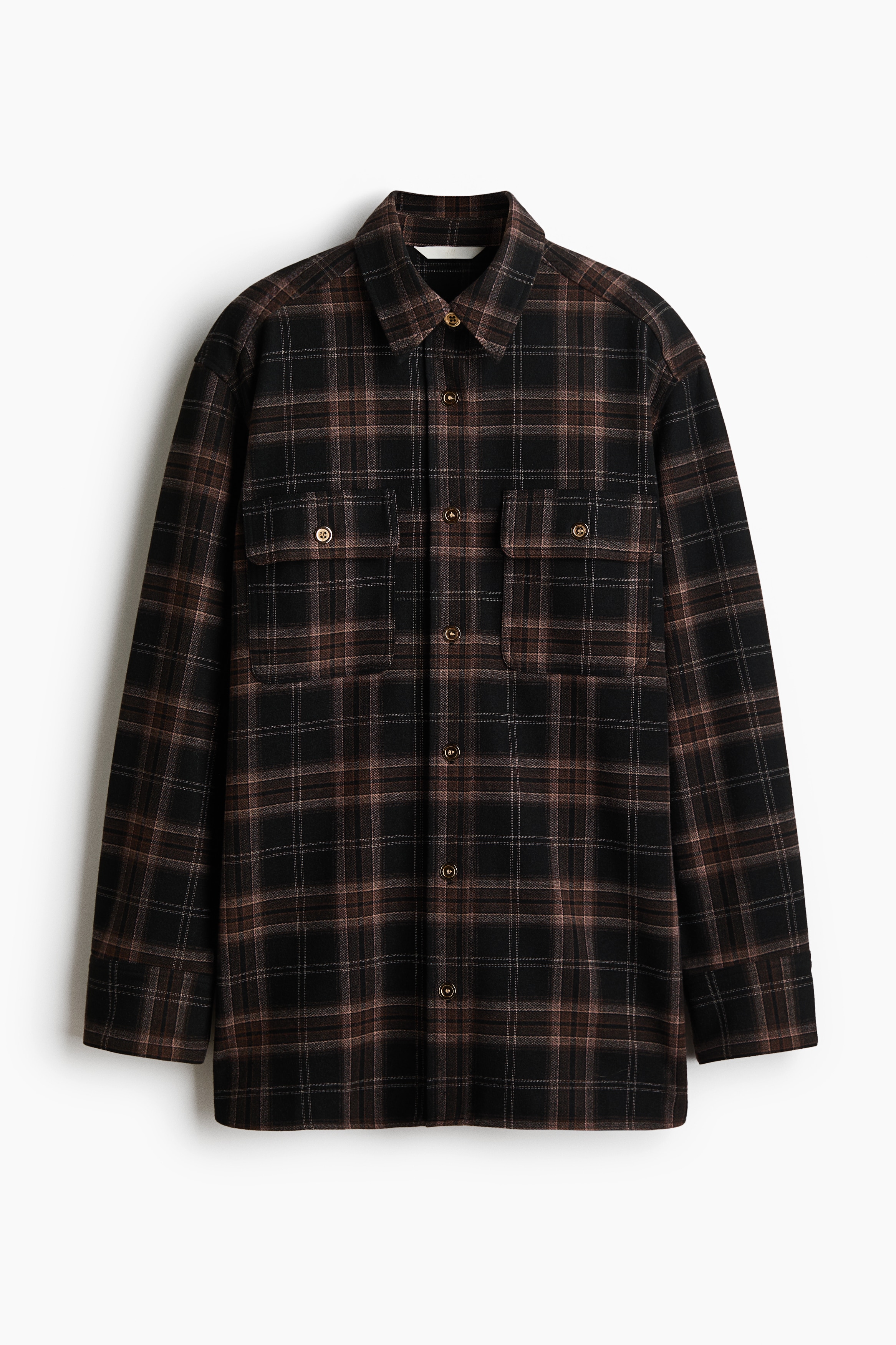 Oversized flannel shirt - Dark brown/Checked