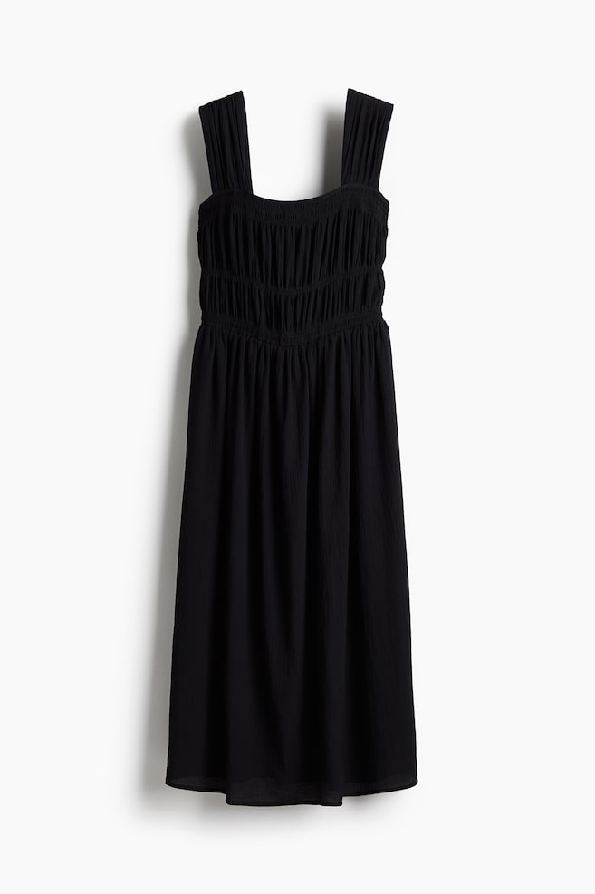 Robe avec corsage smocké - Noir/Vert clair/Blanc/Bleu - 1