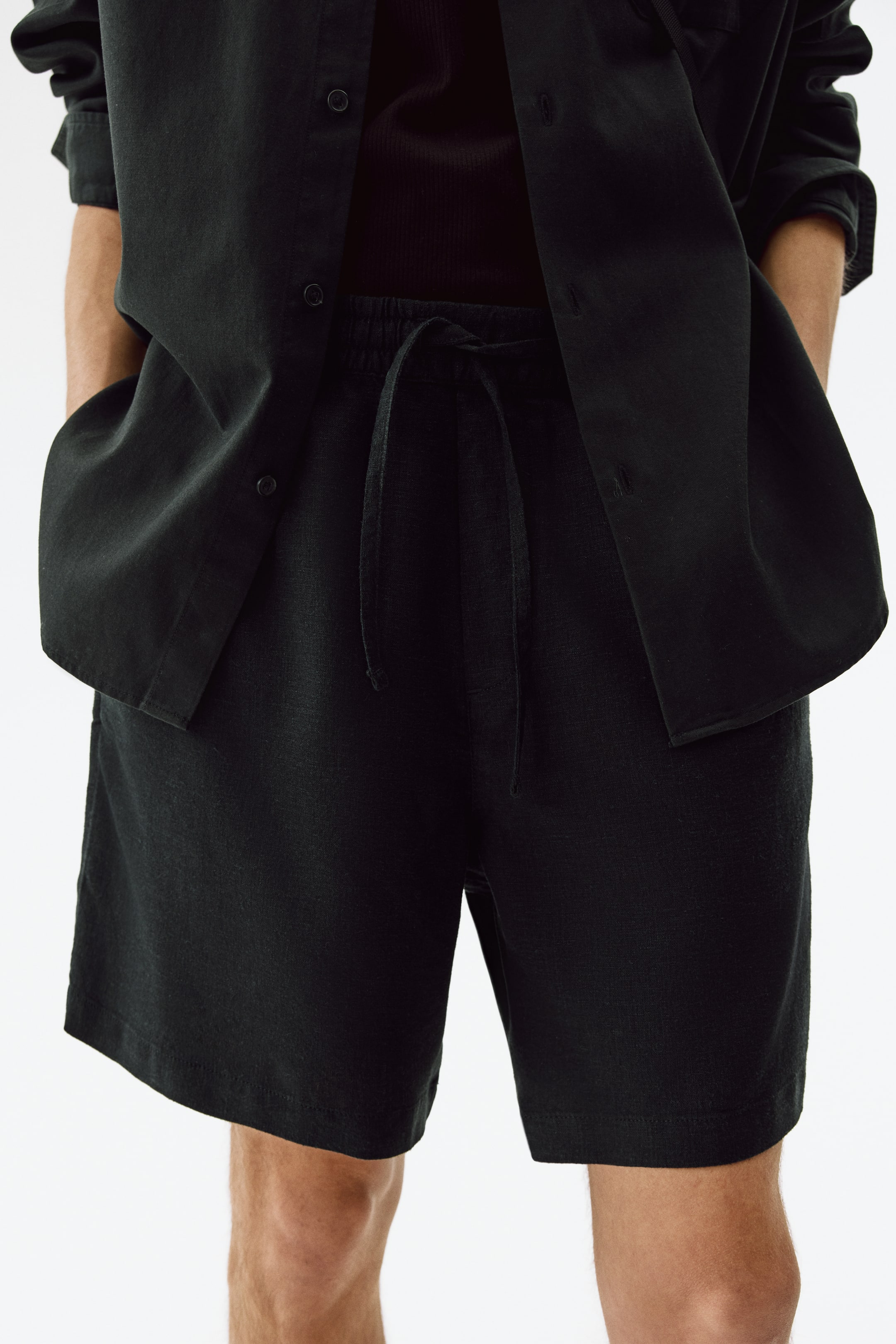 Мужские шорты H&M Relaxed-Fit Linen-Blend Shorts — фото 5