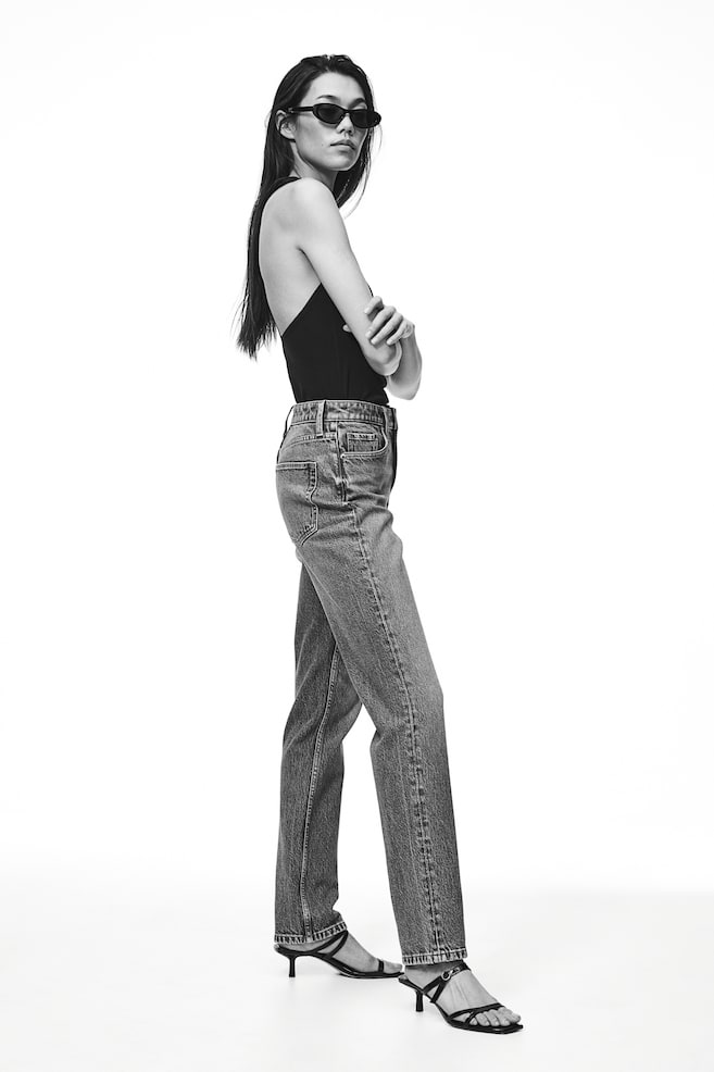 Slim Straight Ultra High Jeans - Lys denimblå/Sort/Denimblå - 3