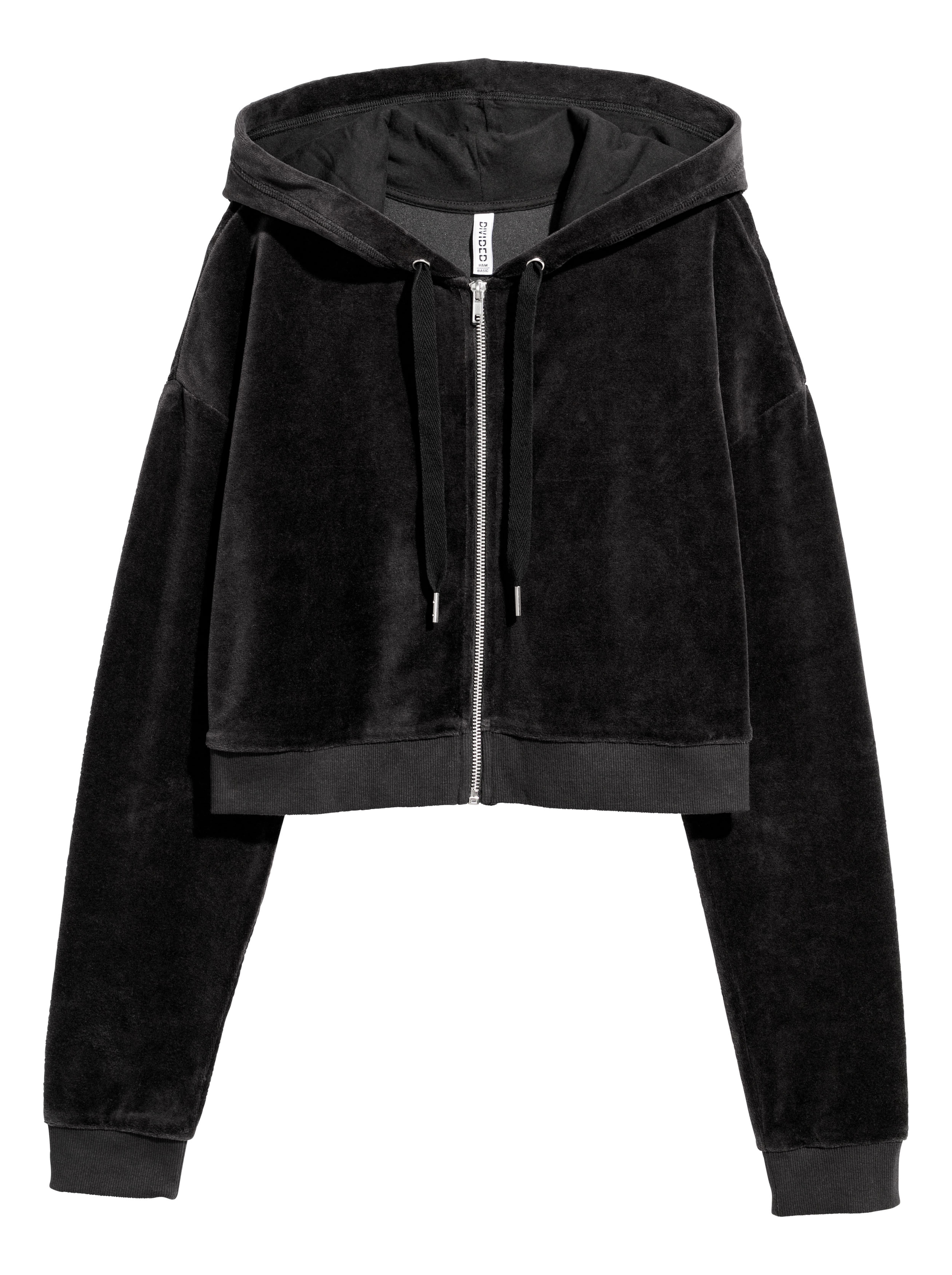 Cropped hooded velour jacket