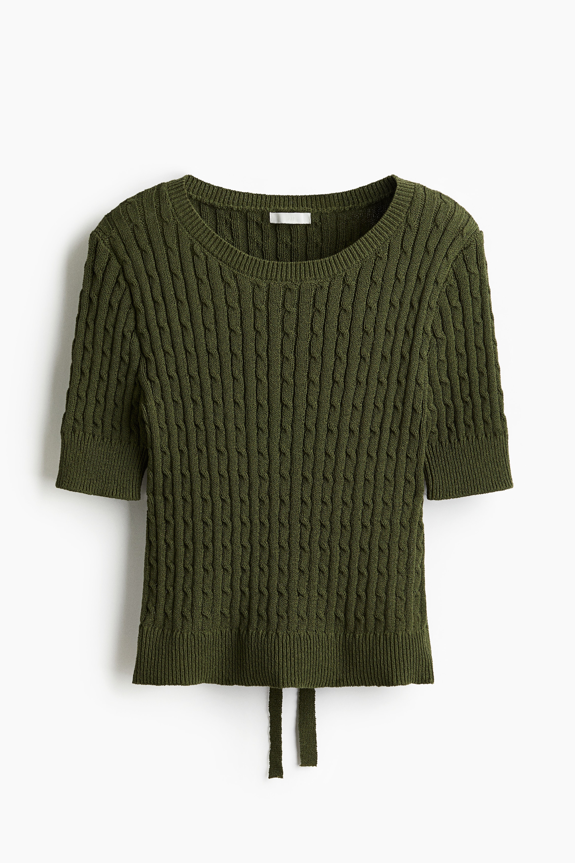 Cable-knit top - Verde kaki/Crema