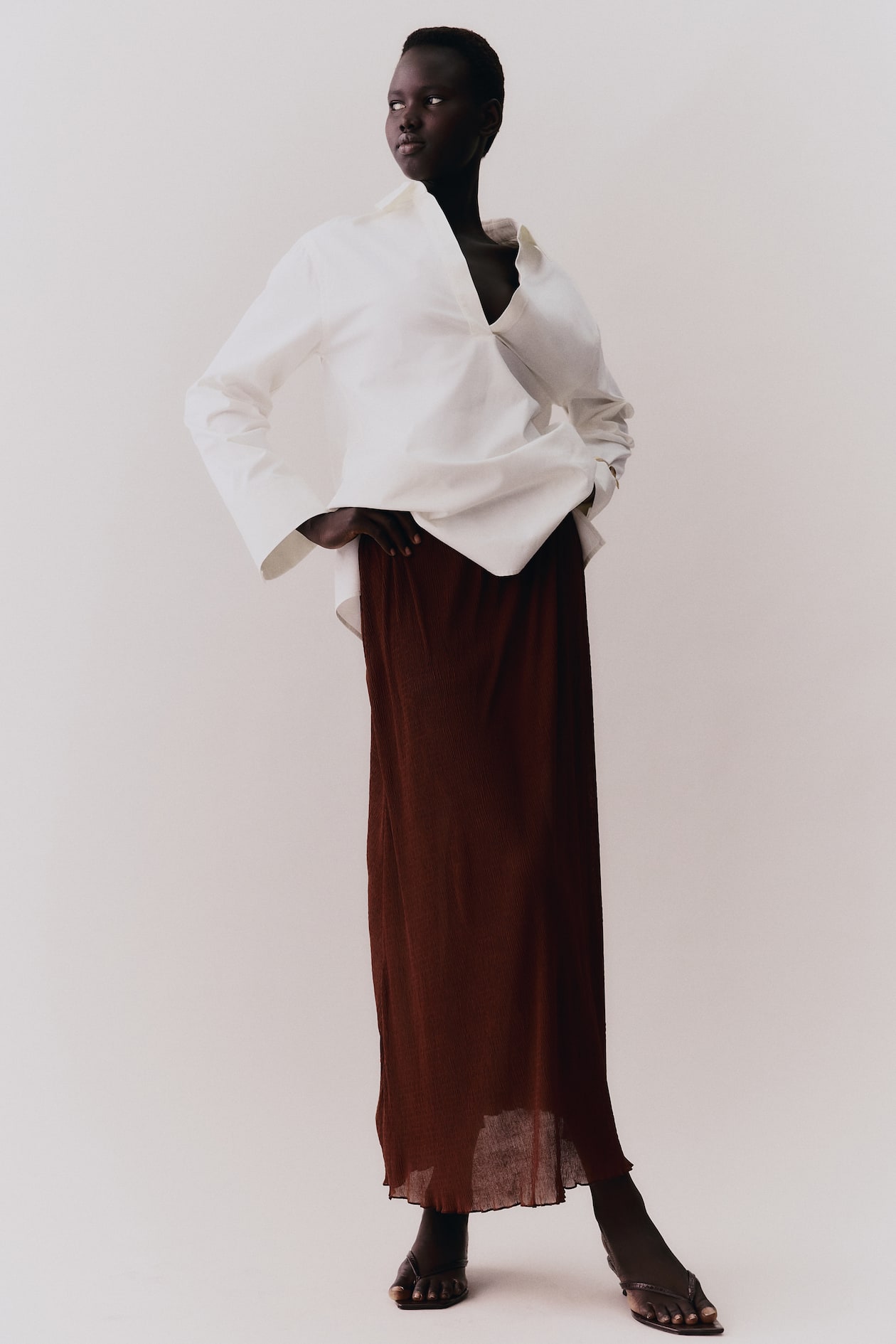 Jupe Longue Plissée Marron Marks And Spencer Femme Taille 20
