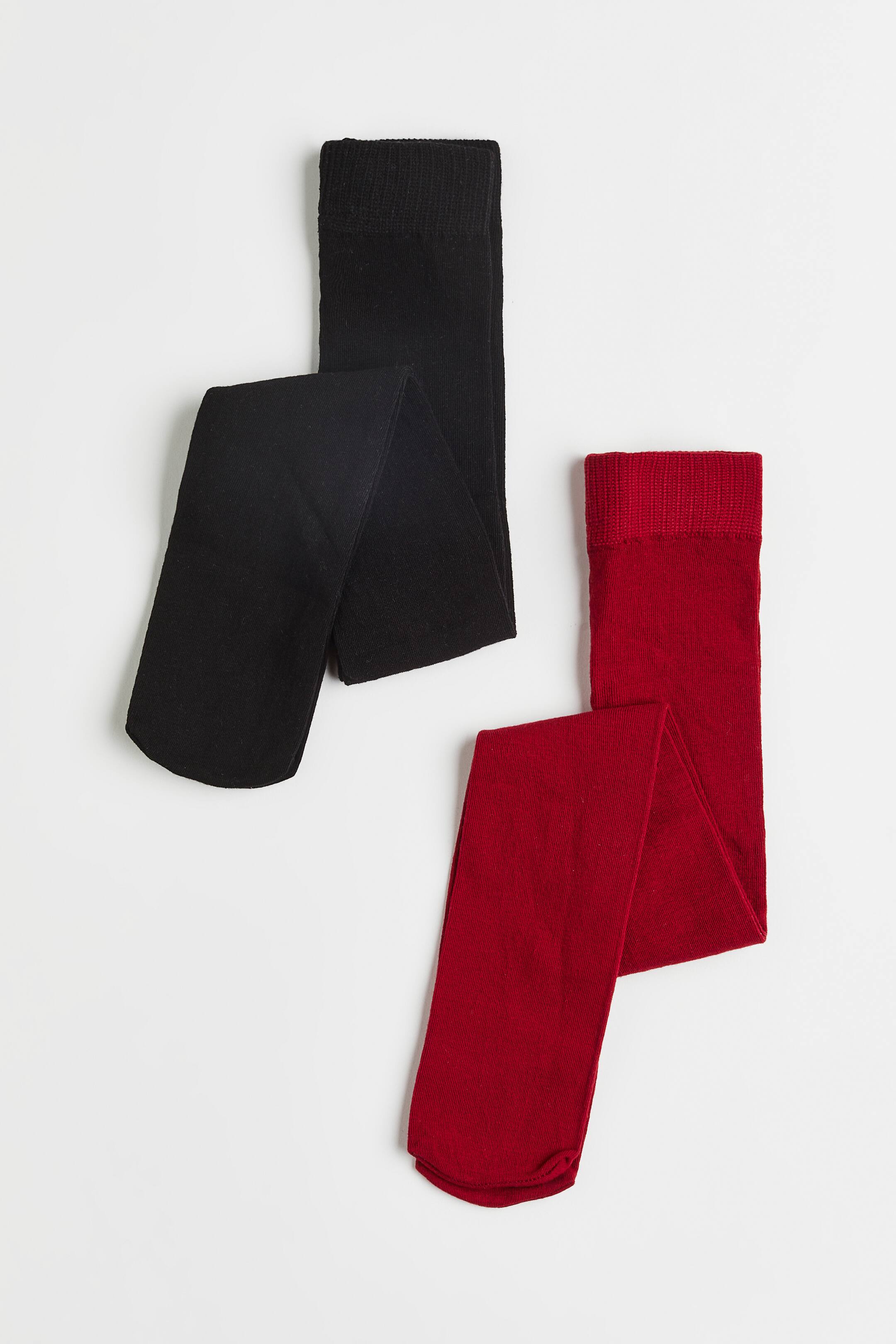 Xem ảnh lớn hơn: Bộ 2 quần tất dệt kim mịn - Màu đỏ đậm/Đen - Kids | H&M VN 1
