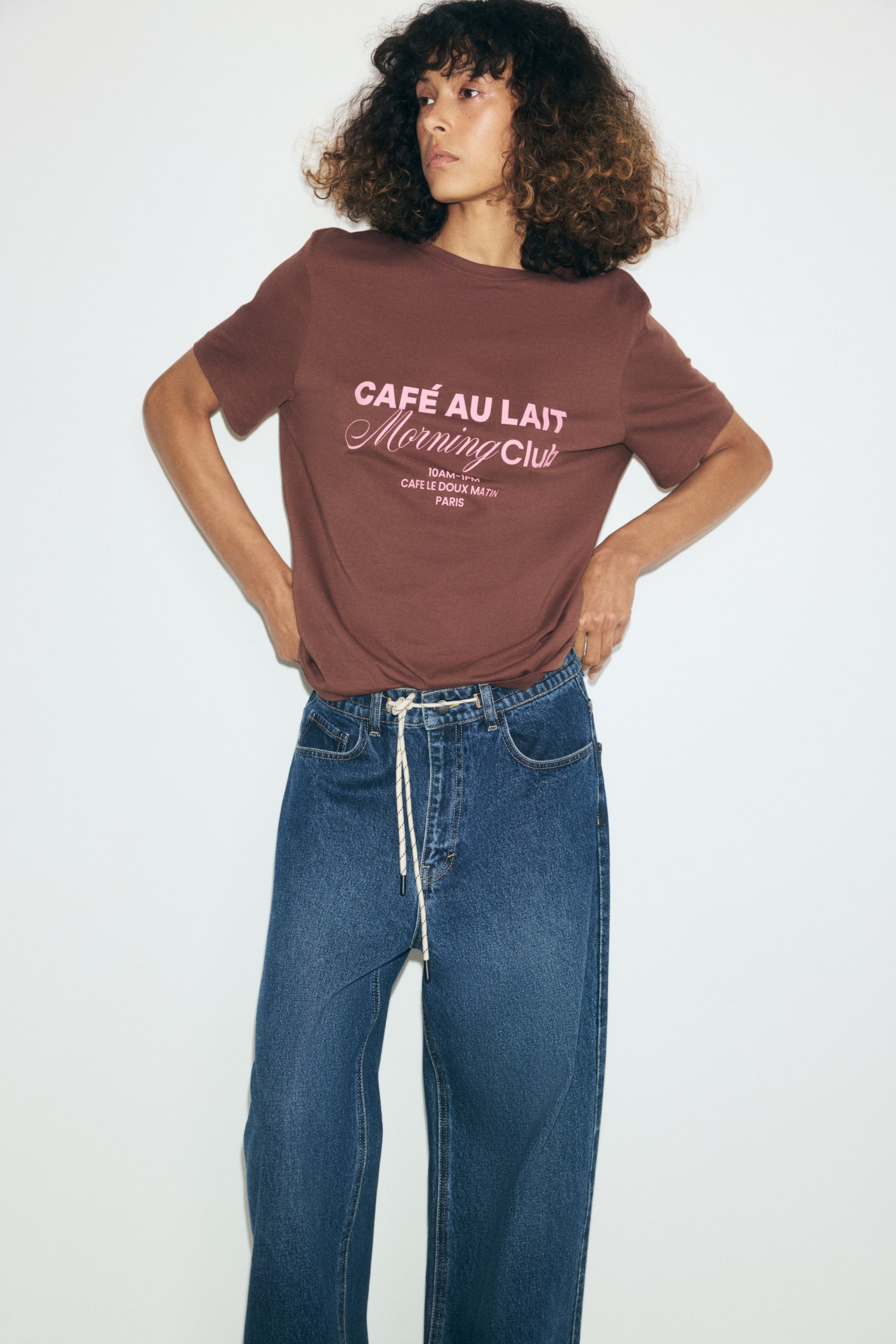 Женская футболка H&M Cotton, цвет: Коричневый — фото 5