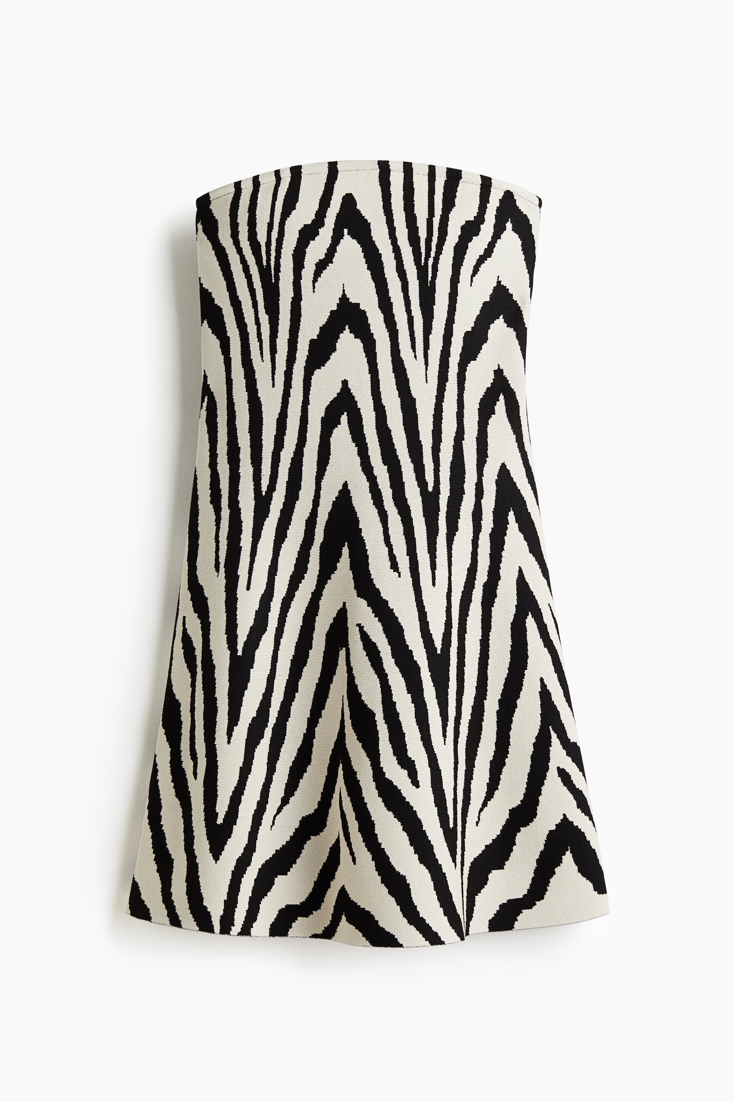 Fine-Knit Bandeau Dress - Cream/zebra print