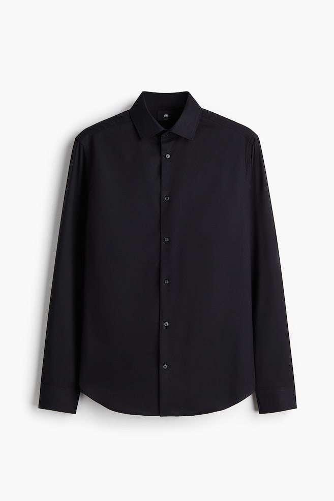 Slim-Fit Cotton Shirt - Black/White/Light blue/Navy blue - 1
