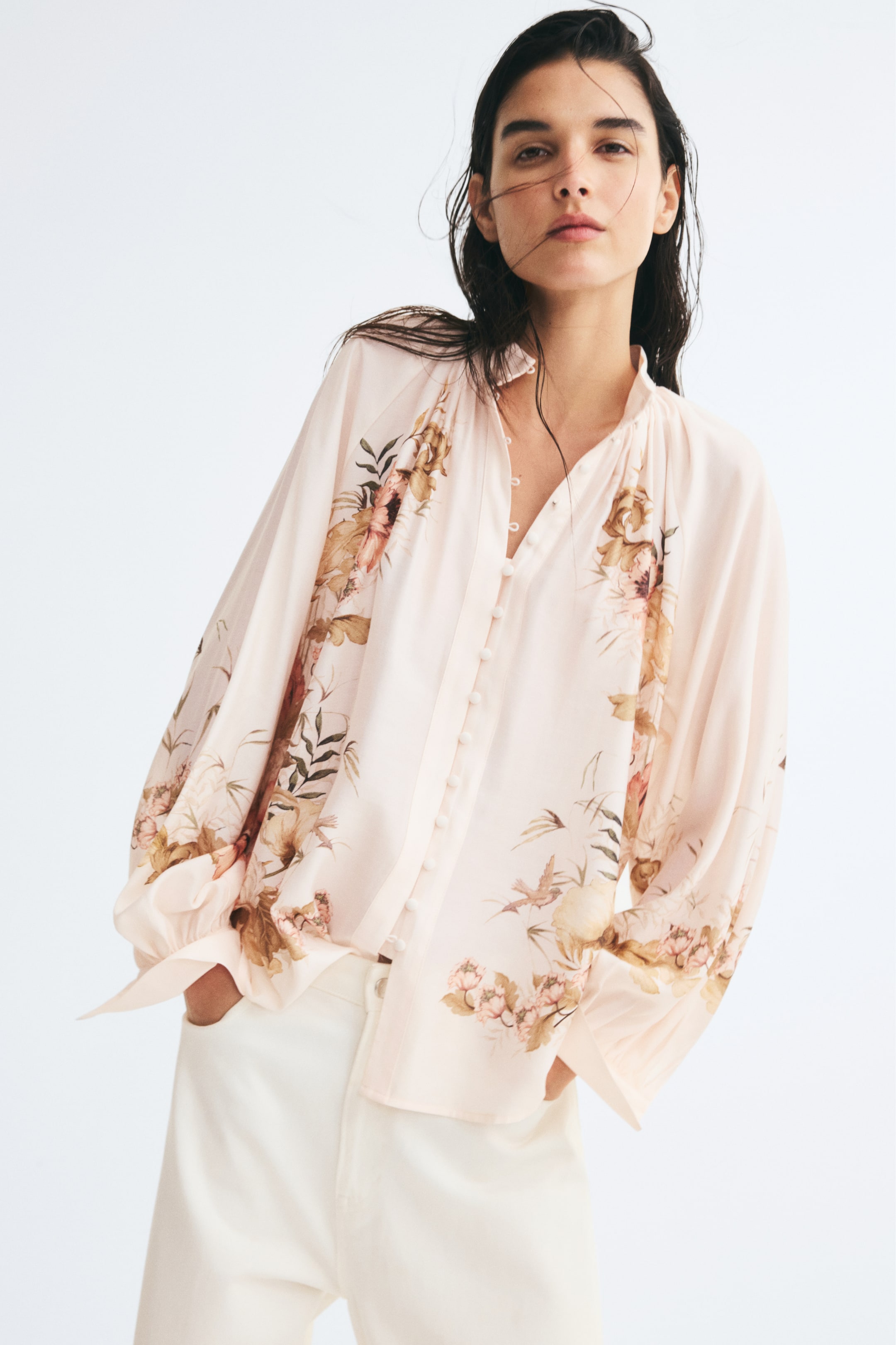 Button-Front Blouse