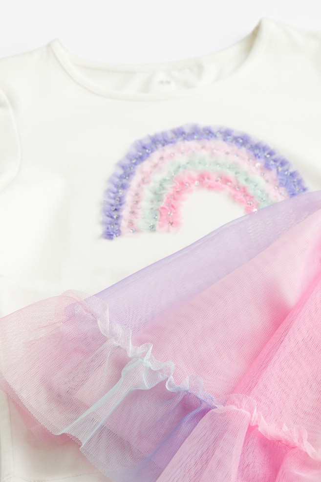 2-piece top and skirt set - White/Rainbow/Light pink/Butterflies/Purple/Heart - 5
