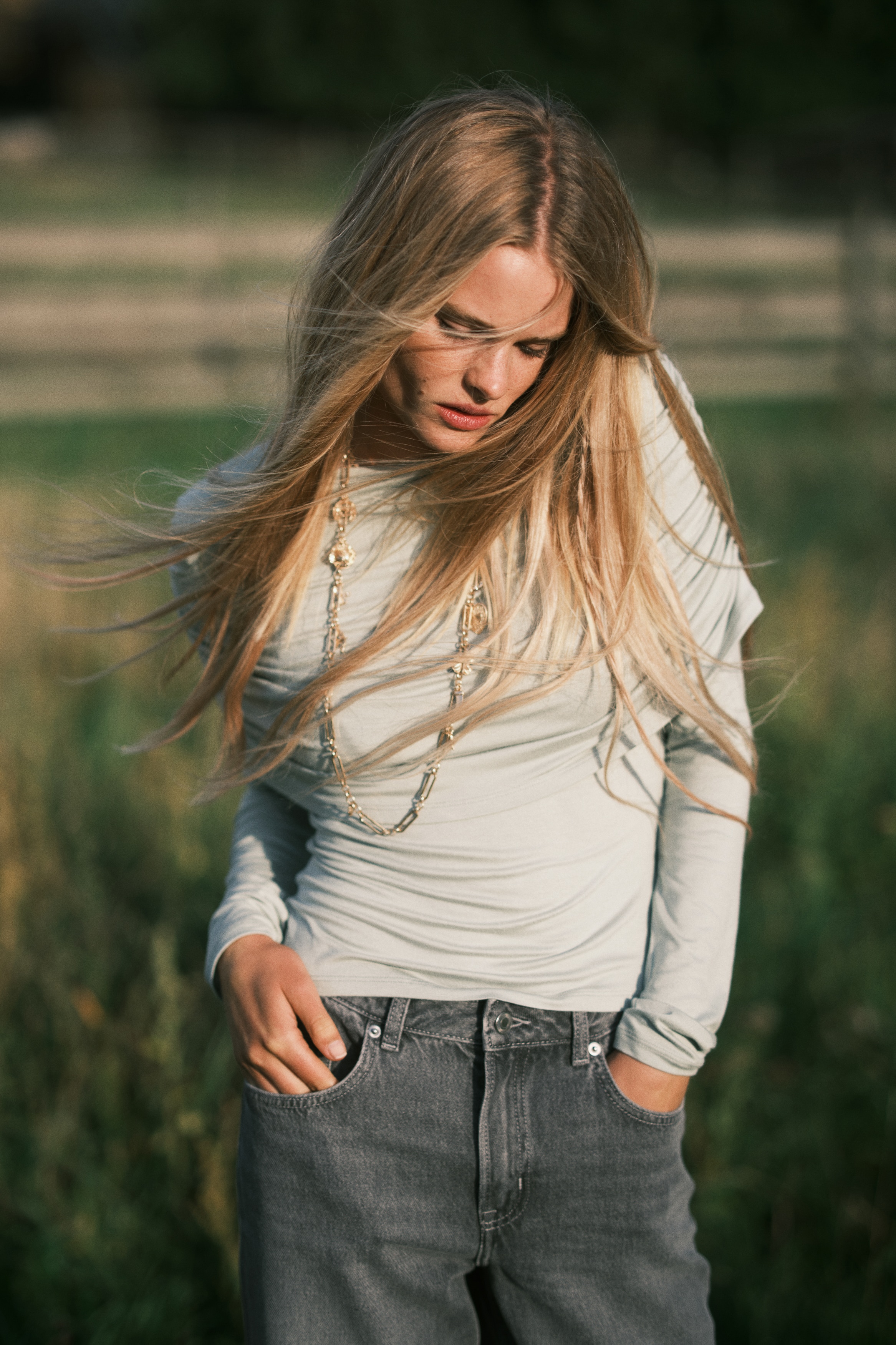 Ladies - Mint green Draped jersey top - Size: S  - H&M