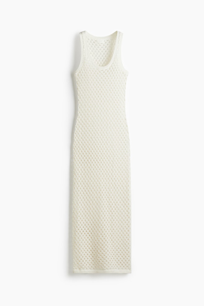 Crochet-Look Dress - White - 1