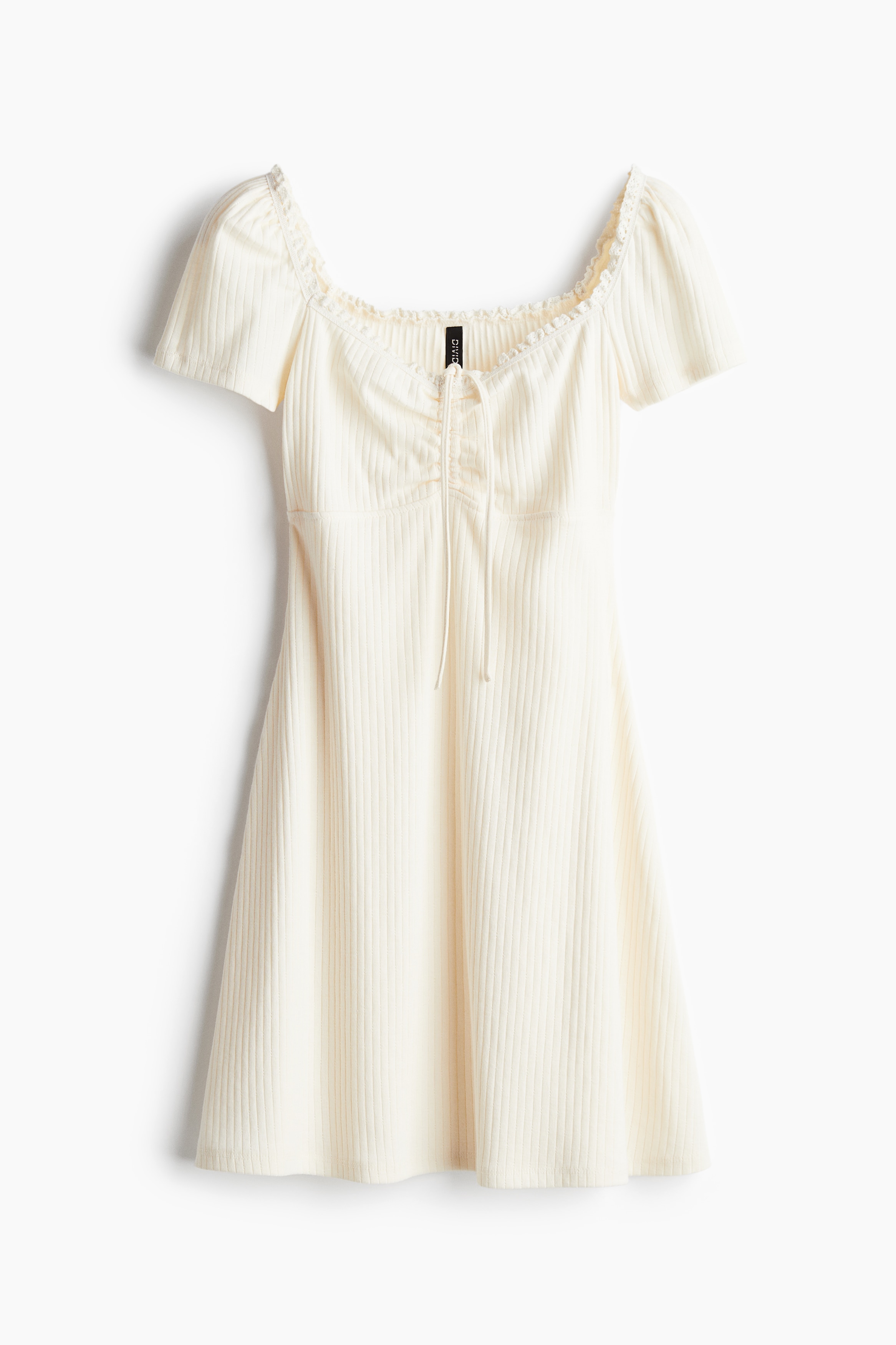 Ausgestelltes Kleid mit Spitzenbesatz - Cremefarben/Black