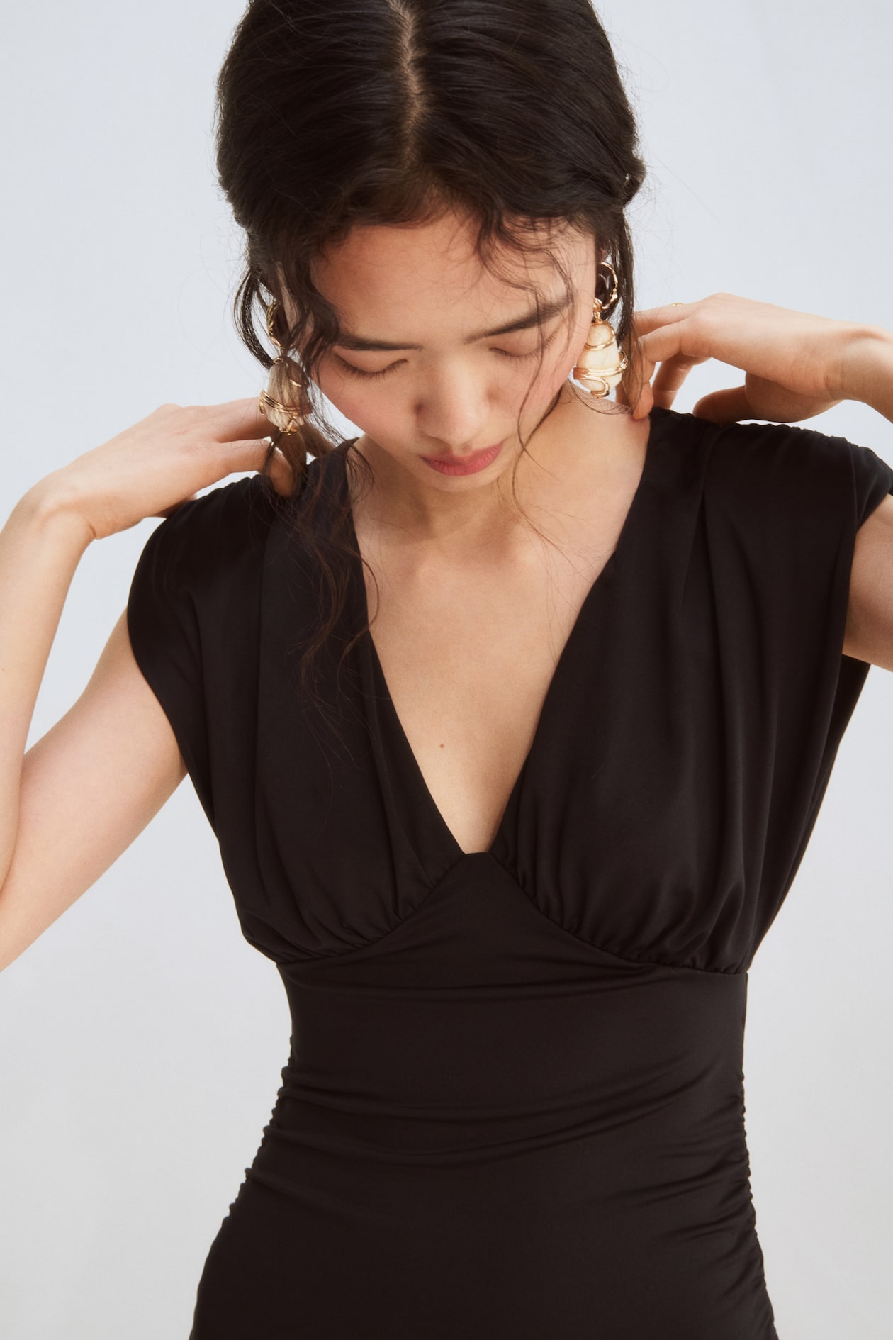 Draped Dress with Shoulder Pads - image 5