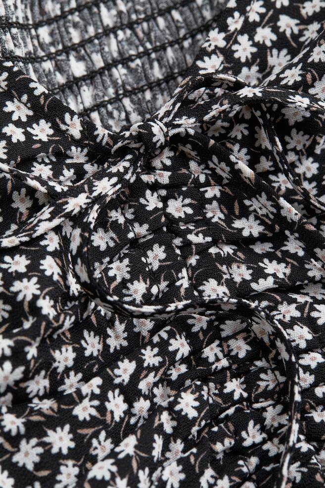 Draped blouse - Black/Floral/Light beige/Small flowers - 2