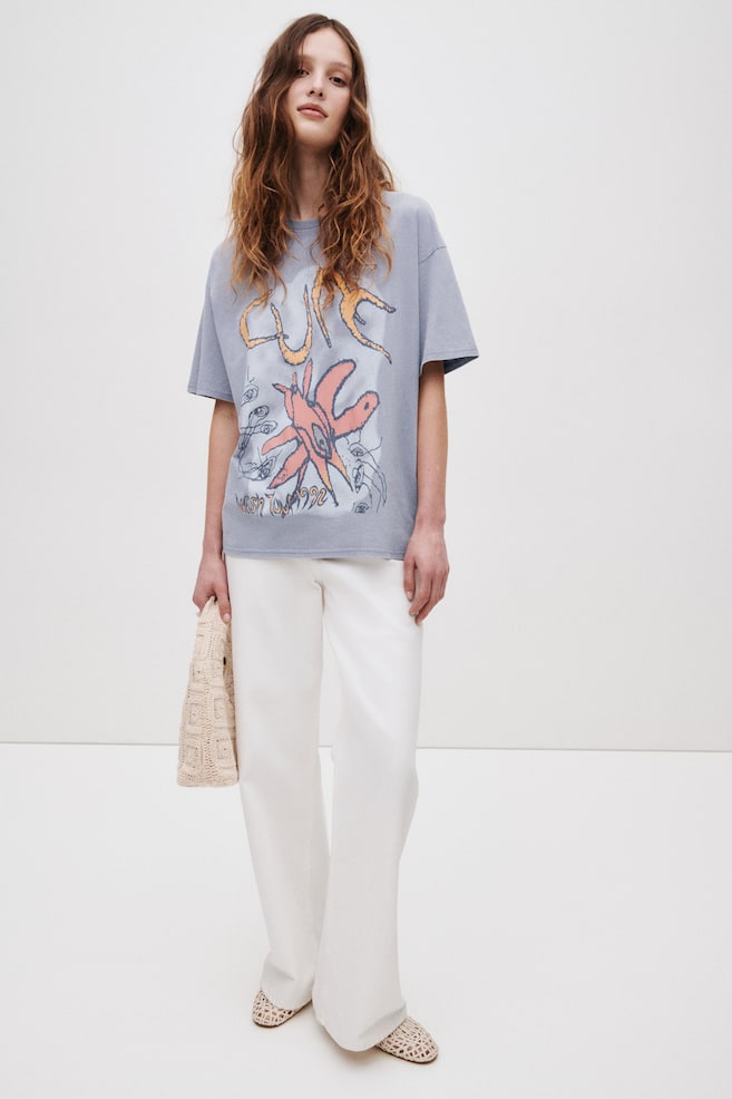 Oversized print-motif T-shirt - Light steel blue/The Cure/Cream/Pacha/Dark brown/Pacha/Orange/Pacha/Blue/Degas/Light beige/Monet/Green/Woodstock/Powder pink/The Doors/Black/Pink Floyd/Grey/Capri/Light orange/Grateful Dead/Dark grey/Nirvana/Beige/The Smashing Pumpkins - 3