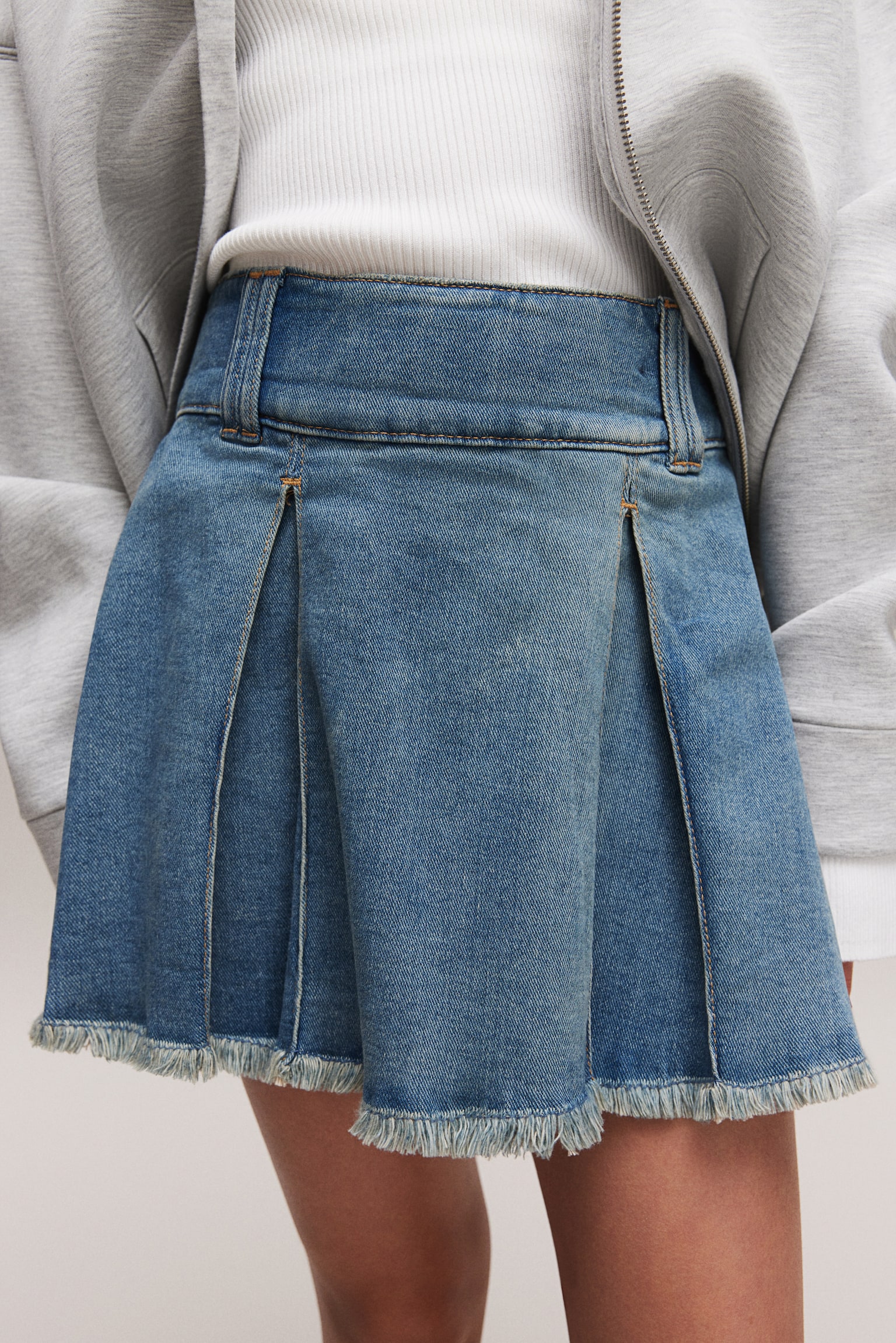 Pleated denim skirt - Denim blue - 3