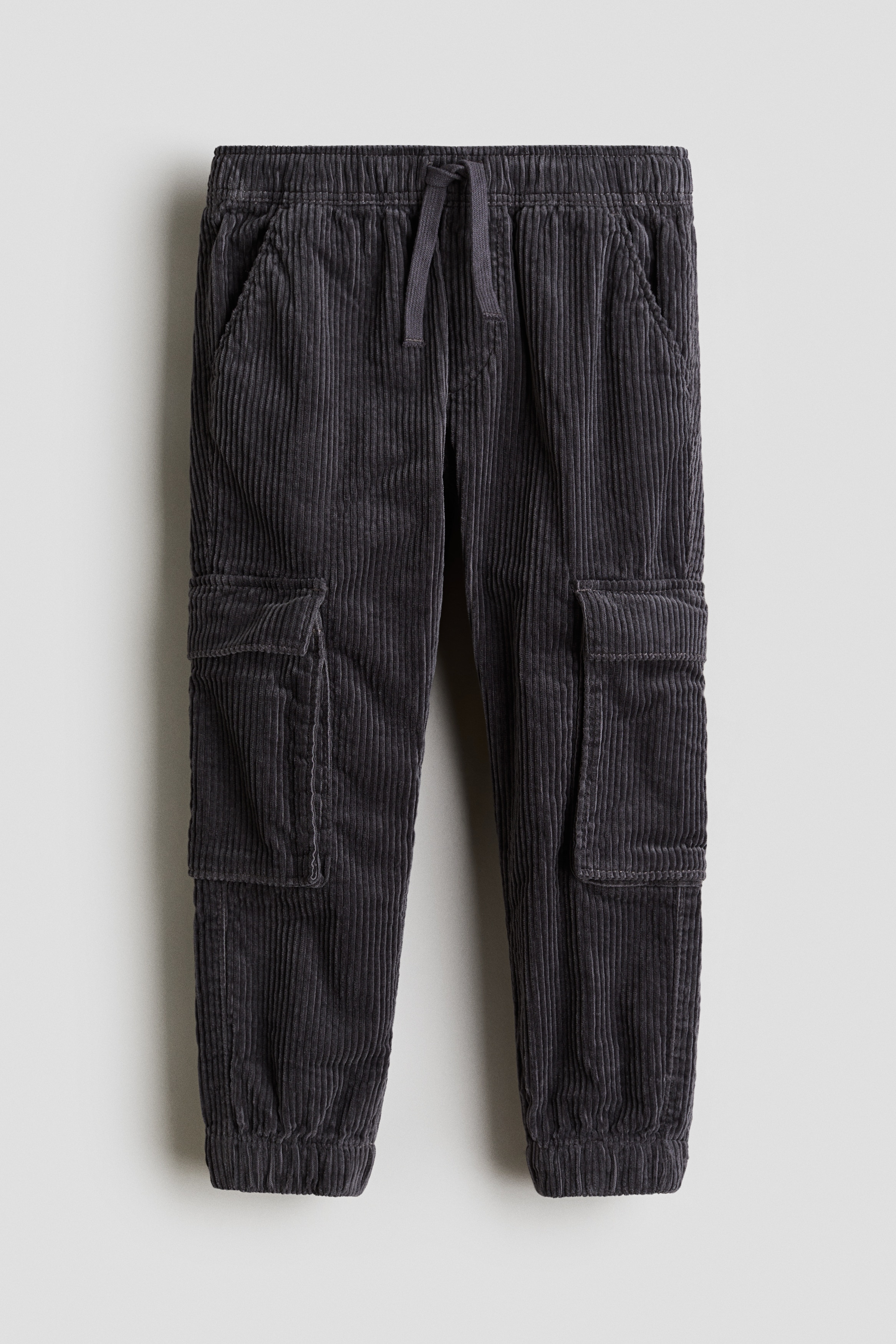 Corduroy cargo joggers - Dark grey