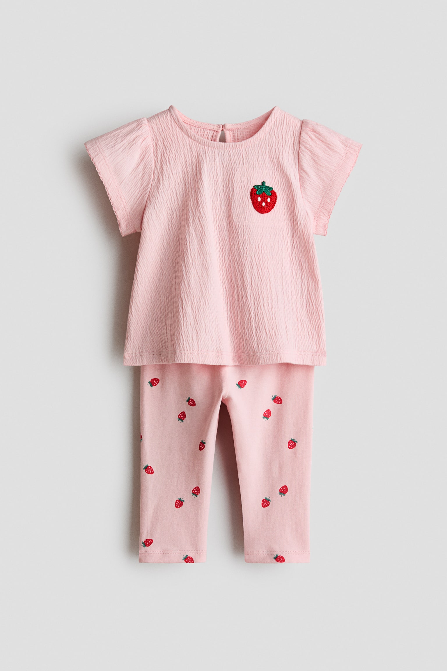 2-piece top and leggings set - Light pink/Strawberry/Light blue/Daisies/White/Cherries