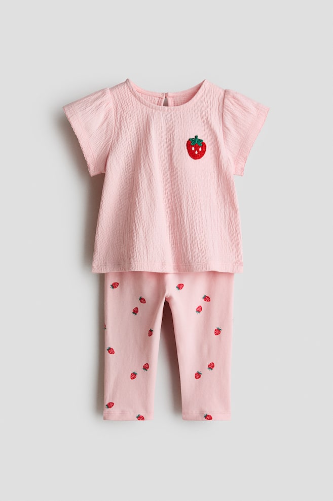 2-Piece Top and Leggings Set - Light pink/strawberry/White/cherries - 1