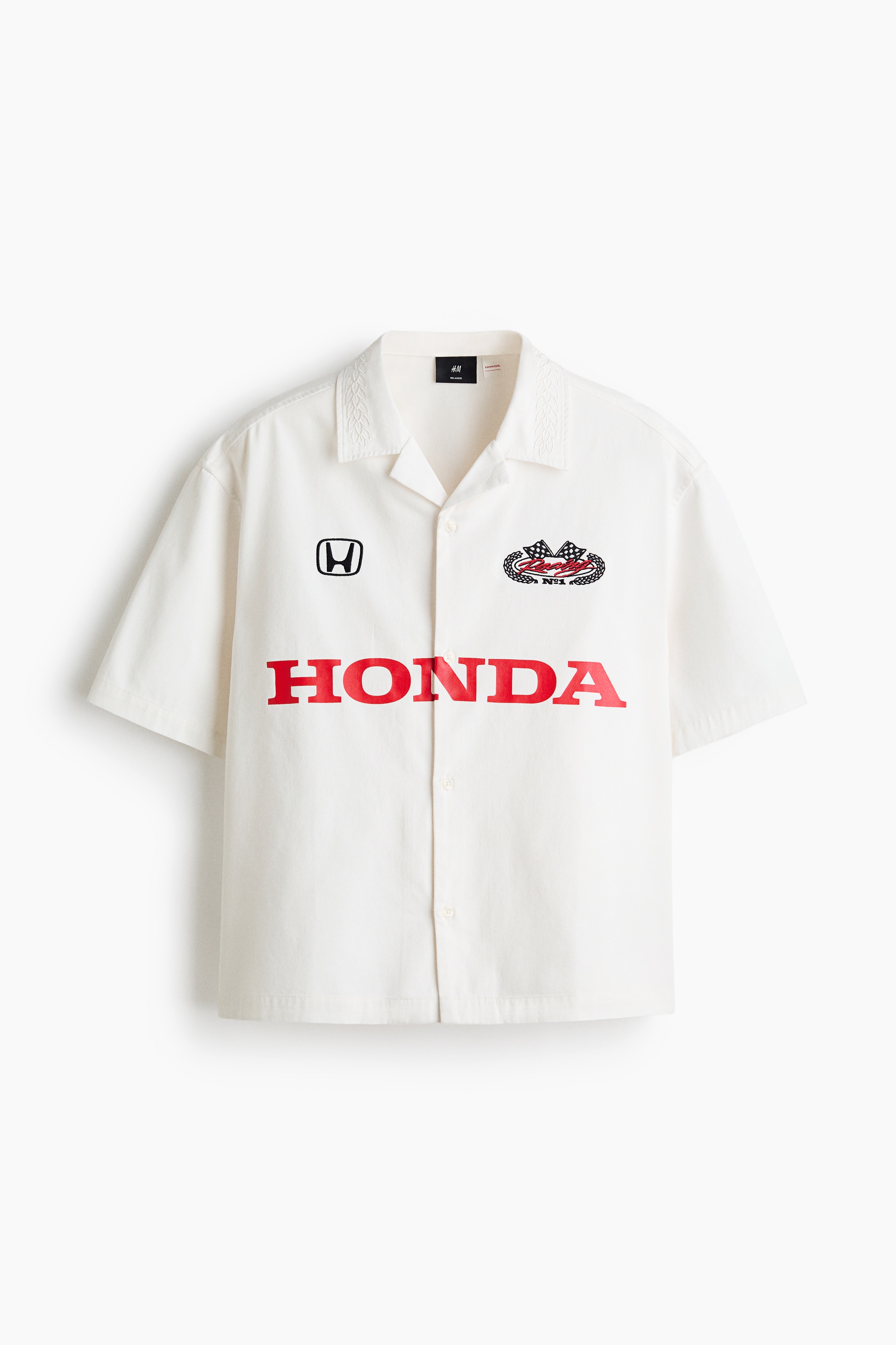 Relaxed-Fit Cotton Shirt - White/Honda/Black/Honda