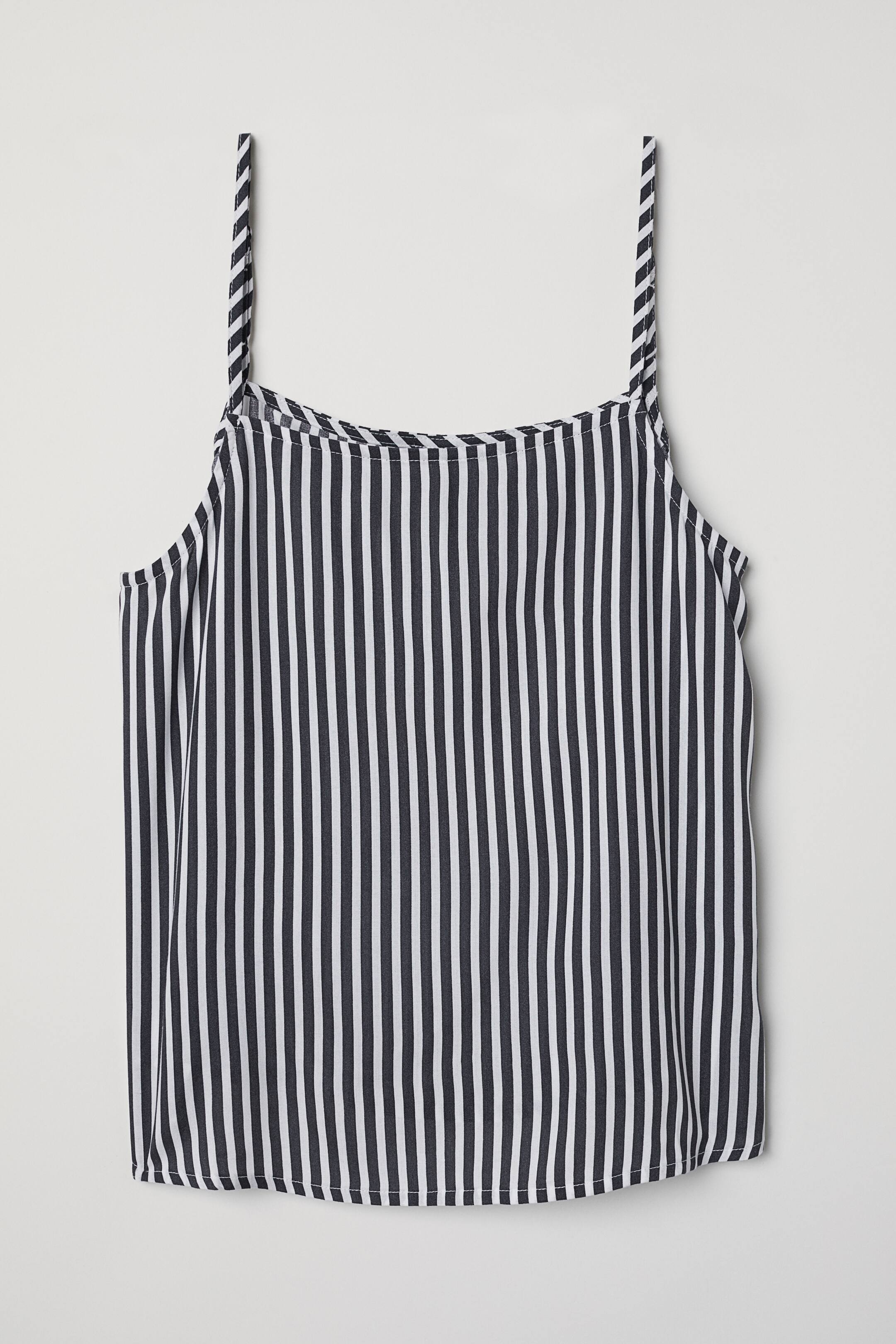 Sleeveless viscose top - Sleeveless - White/Dark blue striped - Ladies ...