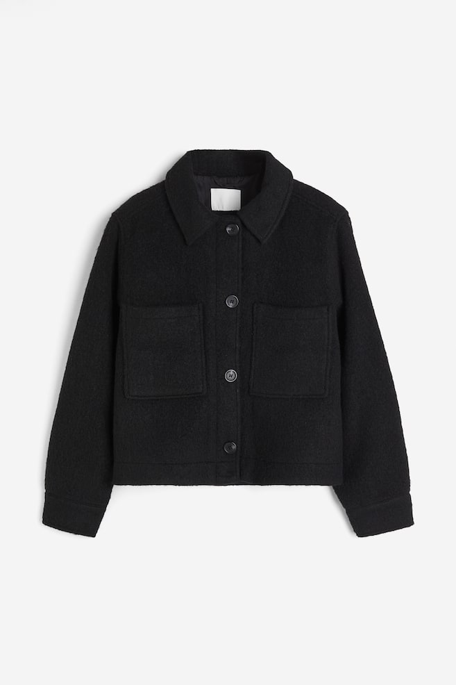 Veste-chemise en laine mélangée - Noir/Gris chiné - 2