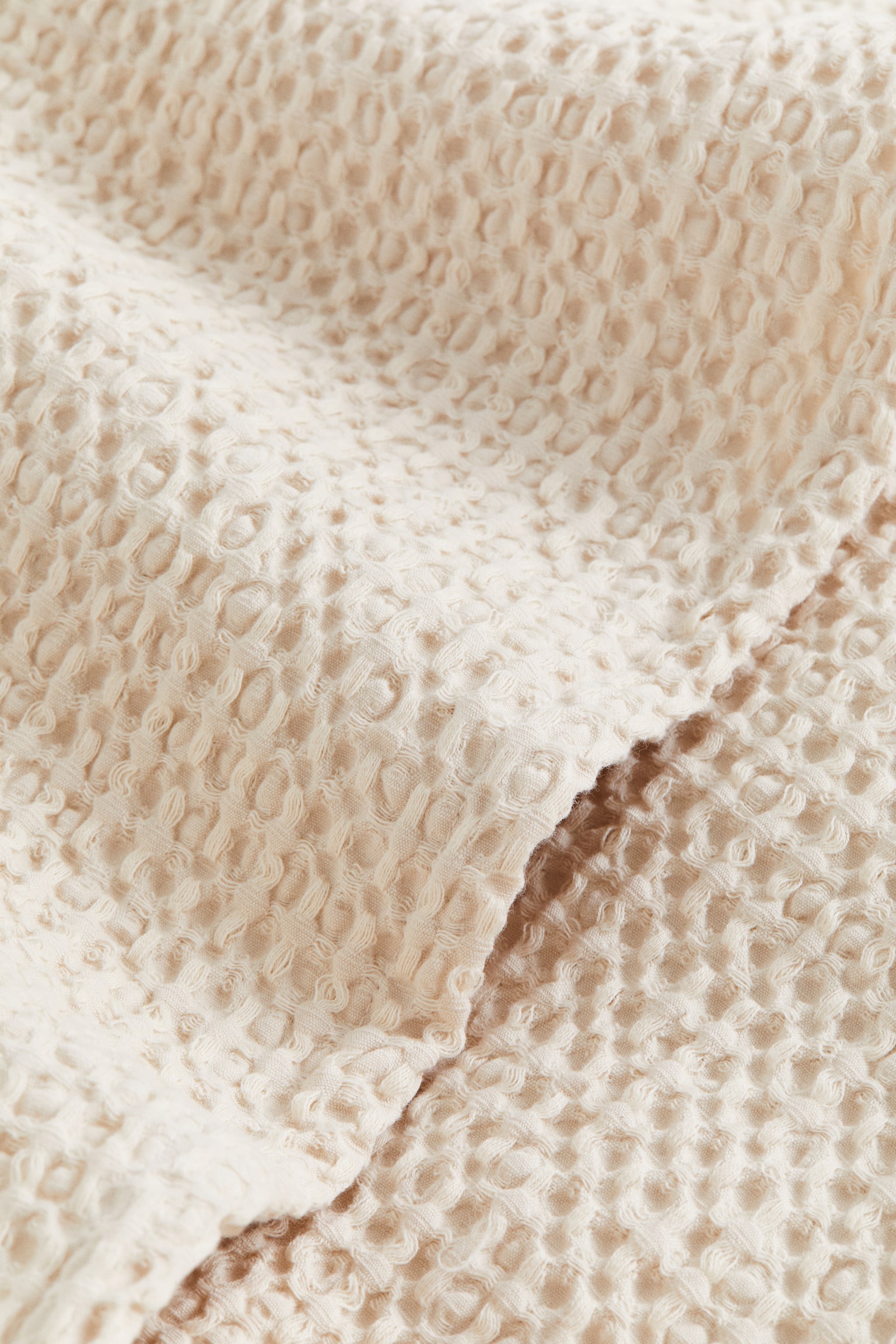 Waffled cotton throw - Light beige - 3