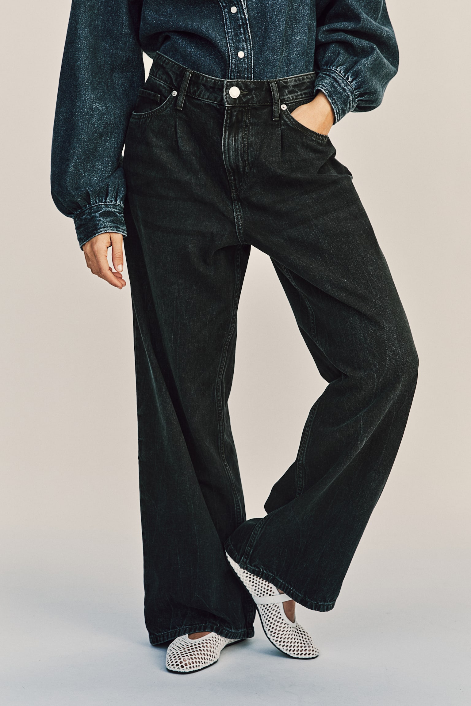 Wide denim trousers - Black/Washed out/Denim blue/Dark denim blue - 5