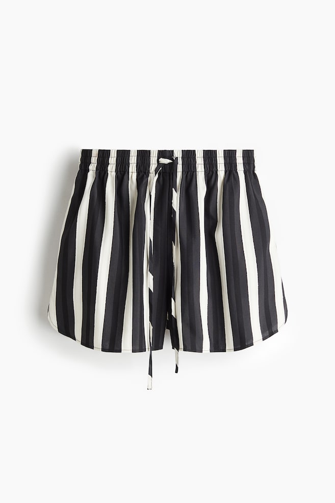 Short en tissu ratière - Noir/rayé - 1