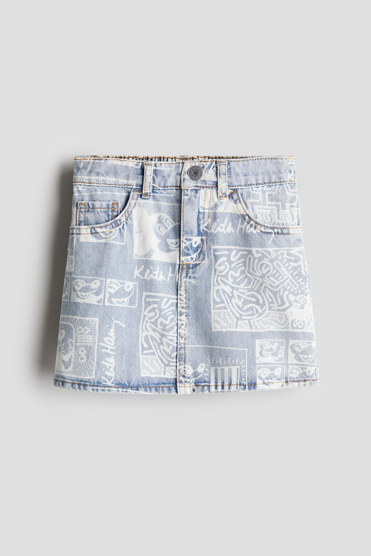 Patterned denim skirt - Light denim blue - 1