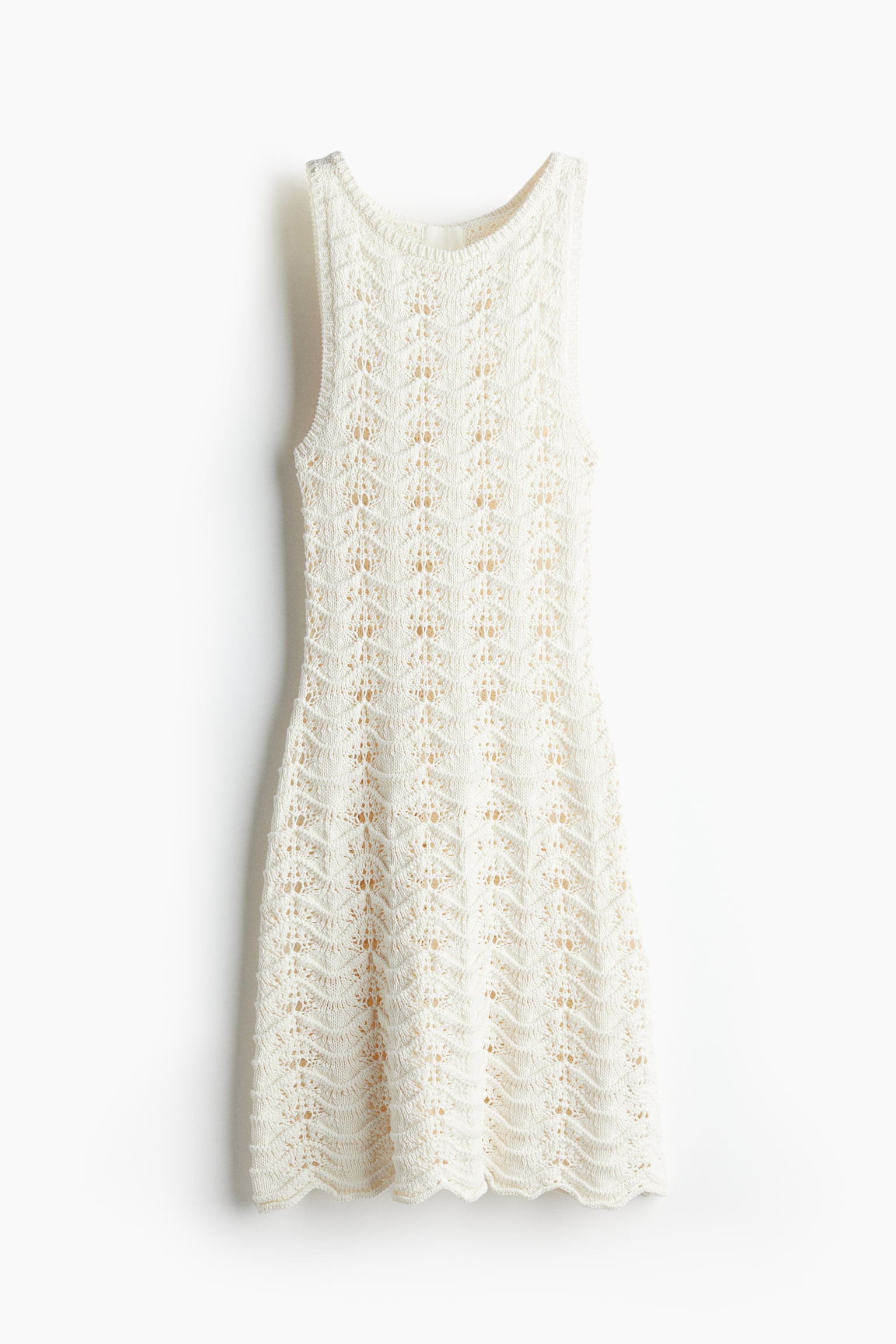 Pointelle Knit Dress - White/Black - 2