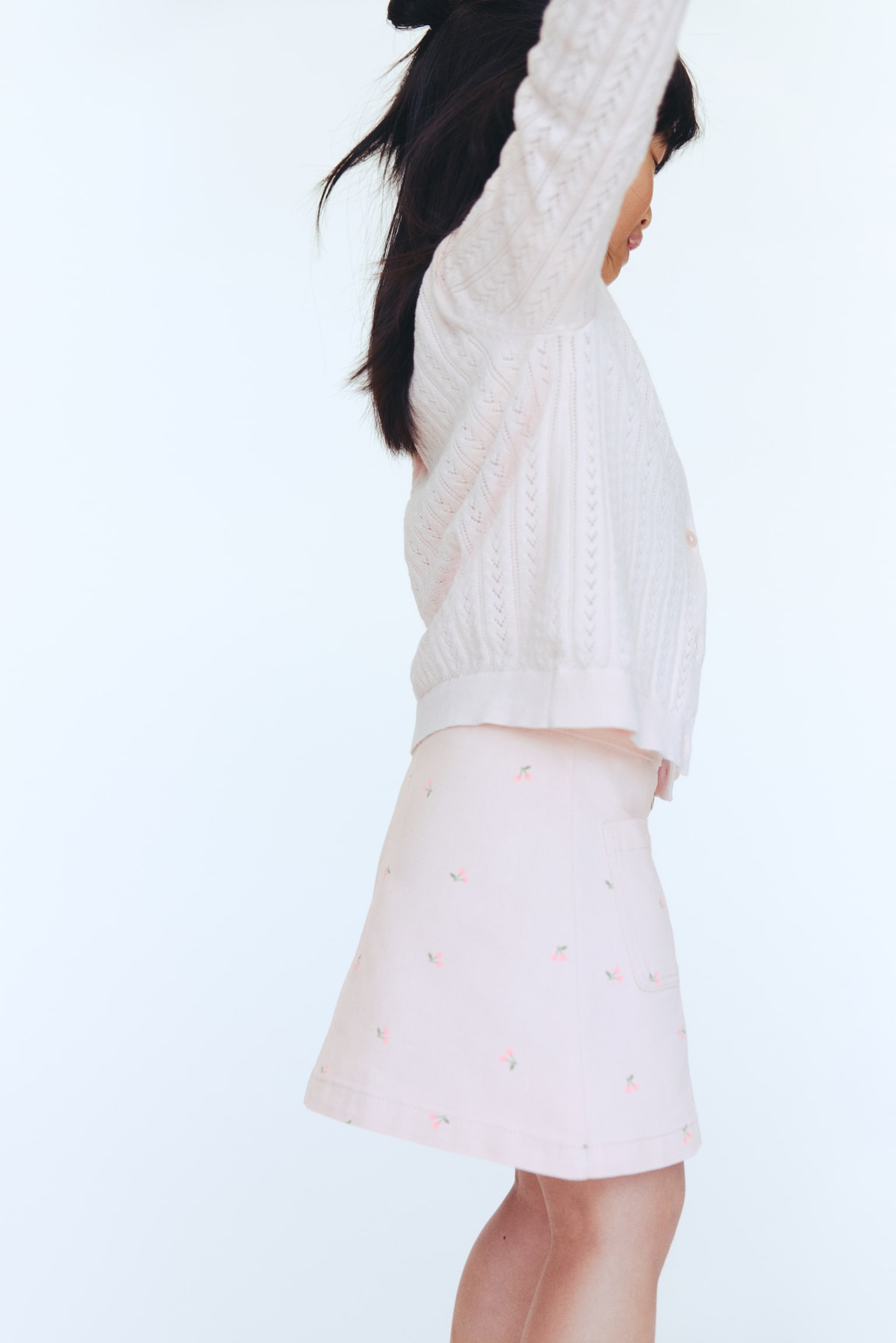 Cotton twill skirt - Light pink/Cherries/Cream/Floral - 4
