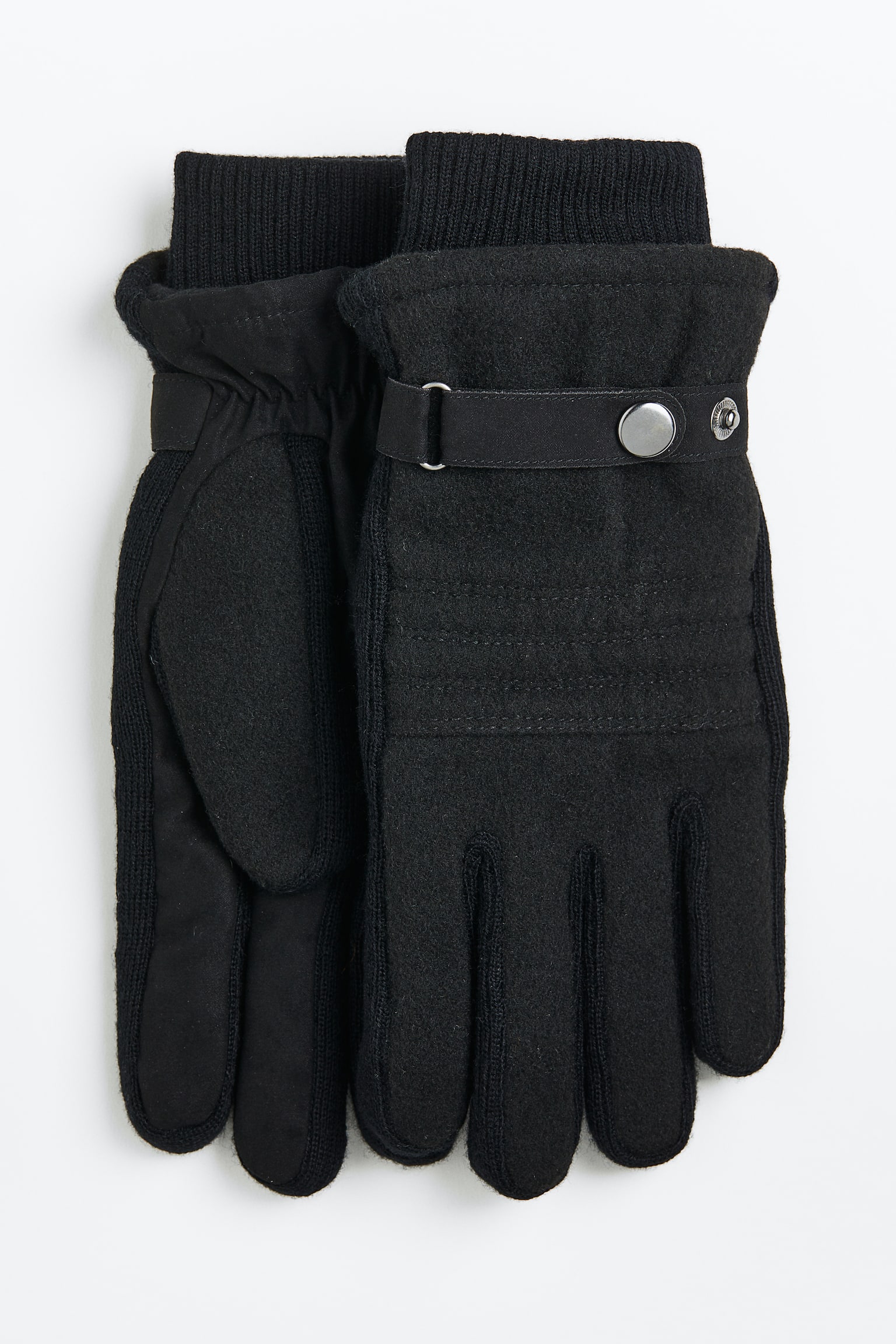 Wool-blend gloves - Black/Dark grey marl - 1