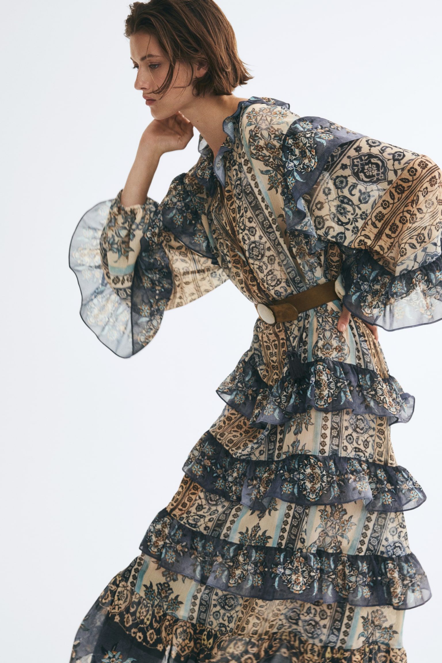 Женское платье H&M Flounced Tunic, цвет: Тёмный синий — фото 5