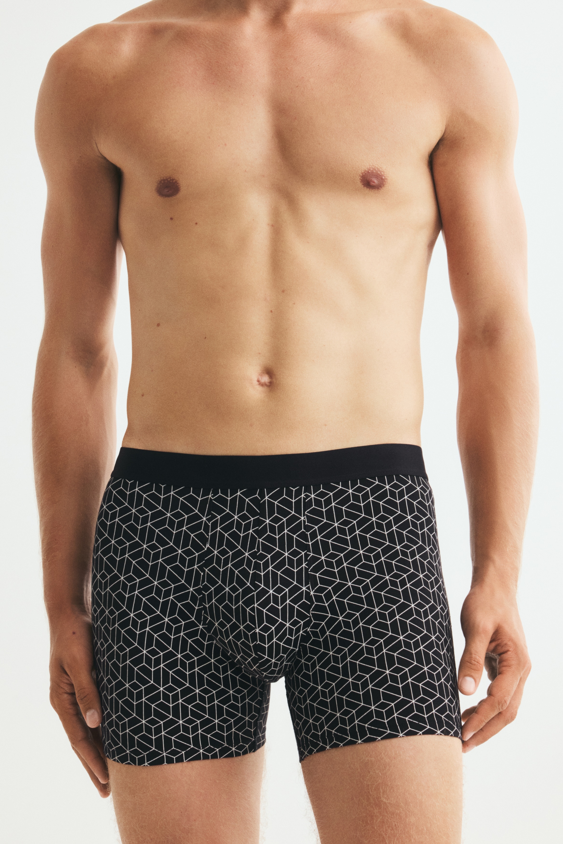 3-pack mid trunks with Lycra® - Dusty blue/Green/Black
