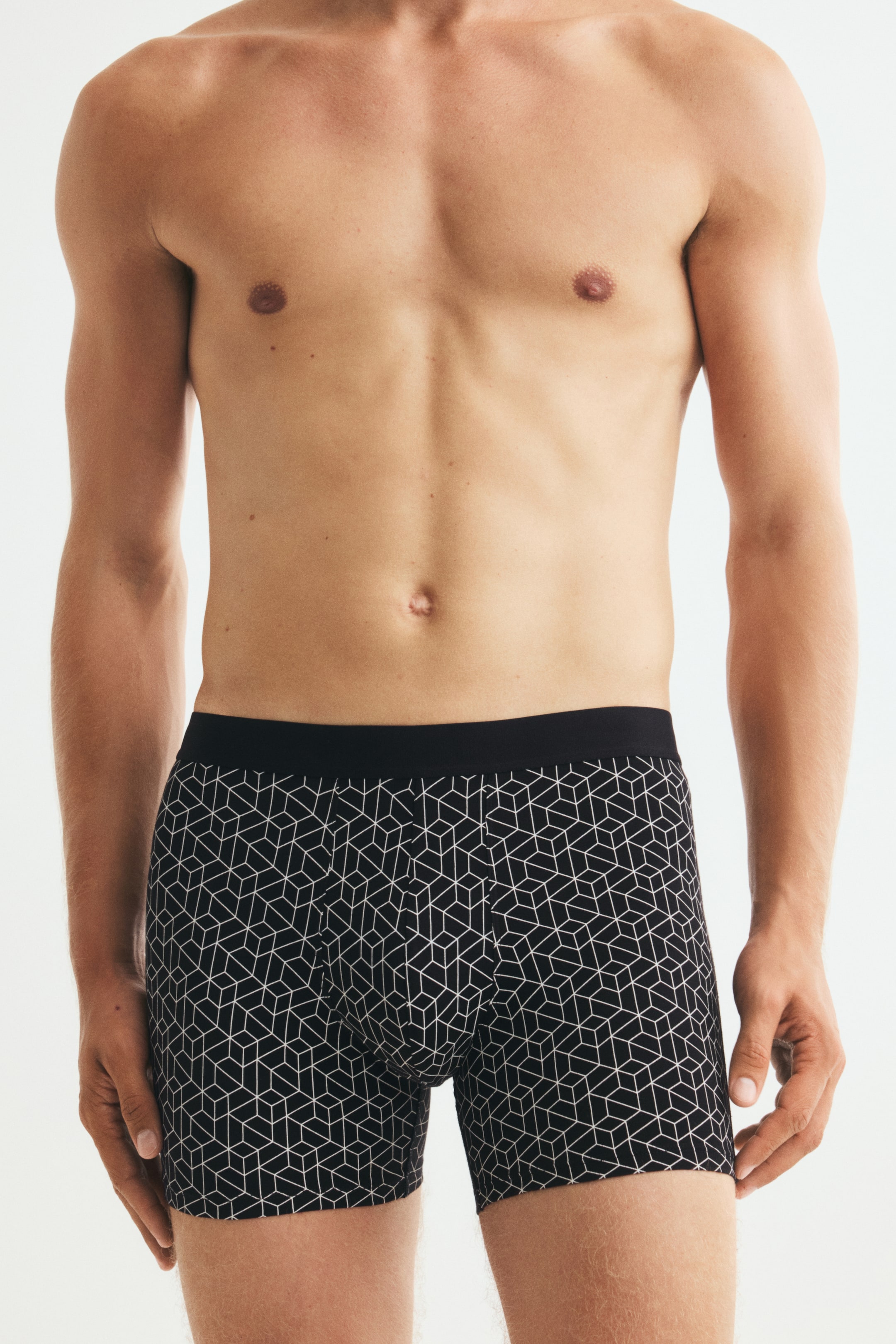 View larger image: 3-pack mid trunks with Lycra® - Dusty blue/Green/Black - Men | H&M IN 1