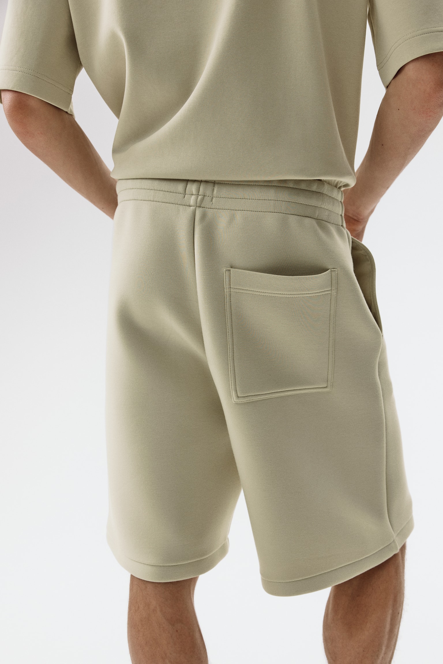 Relaxed Fit Scuba shorts-Light dusty green - 7
