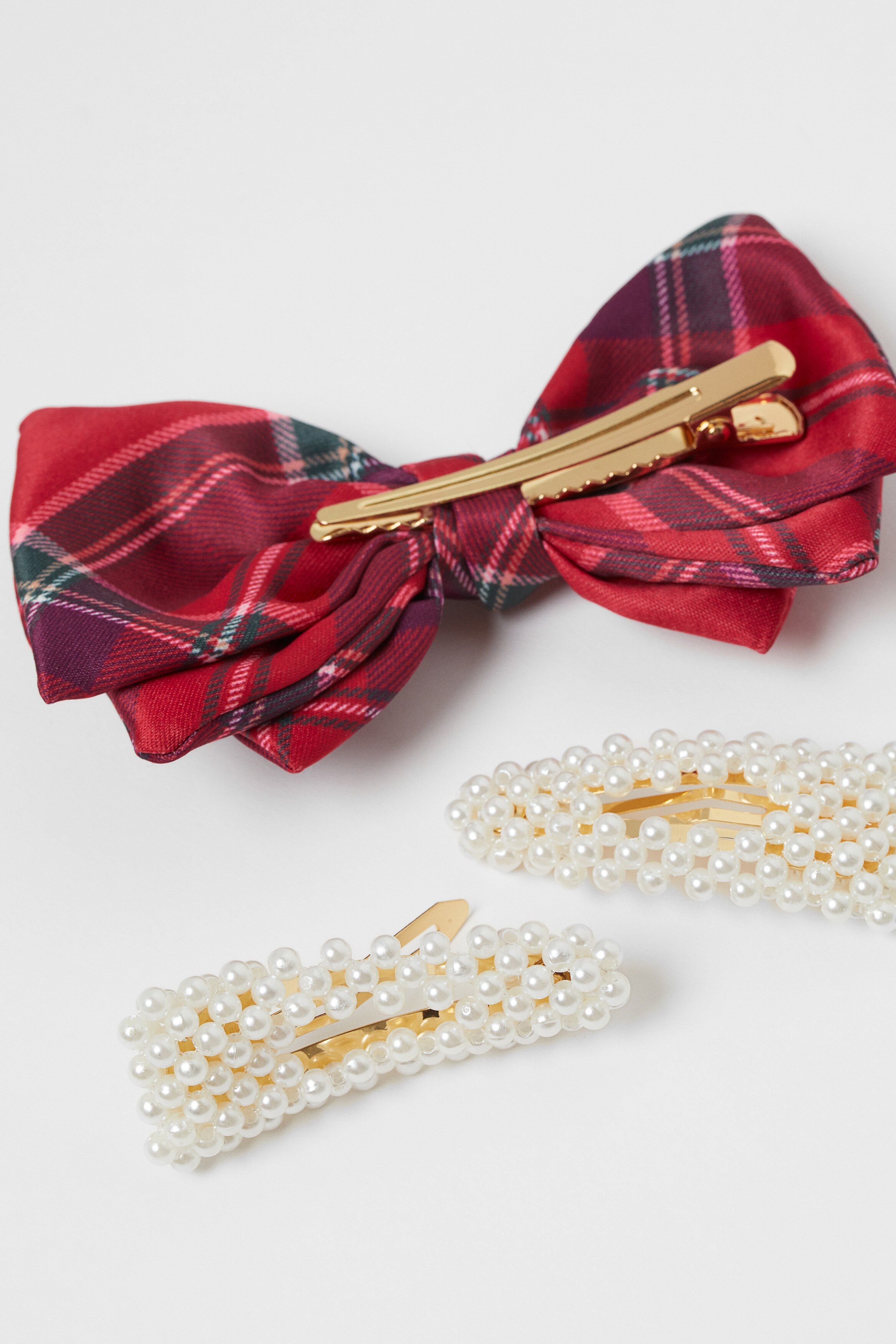 ⓝⓔⓦ【タータンチェックトリプル】ベビーヘアクリップ　キッズ　ヘアゴム e2189344b6ca62c9c768e1d0d84246