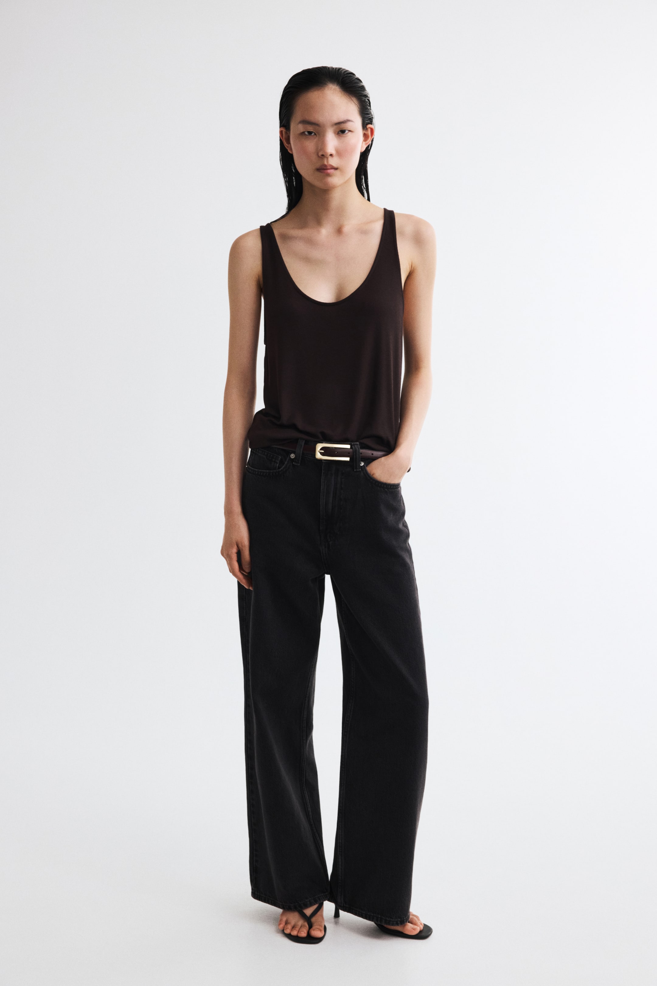 Größeres Bild anzeigen: Wide High Waist Jeans - Schwarz - Ladies | H&M AT 1