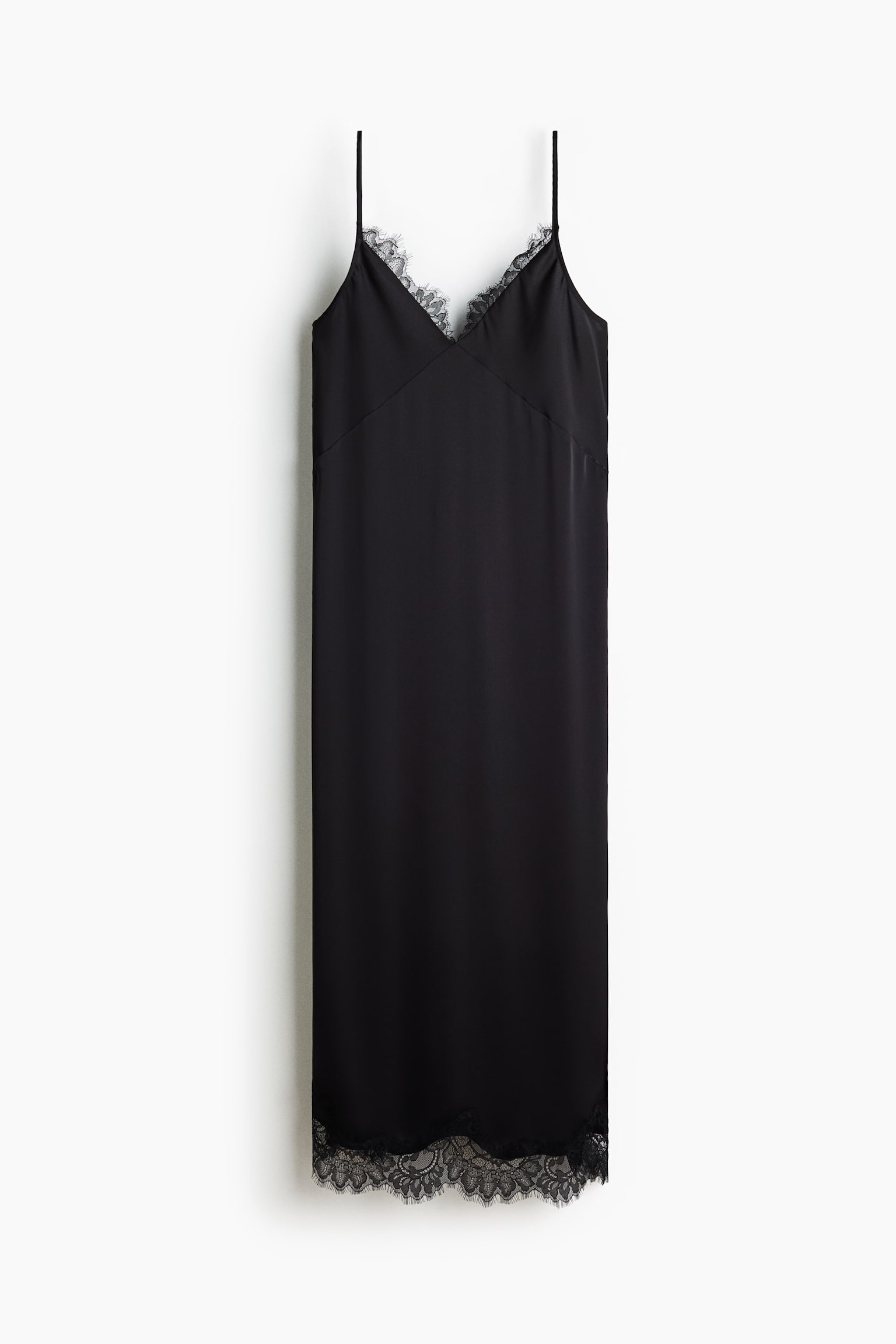 Женское платье H&M Mama Lace-Trimmed Slip, цвет: Чёрный — фото 1