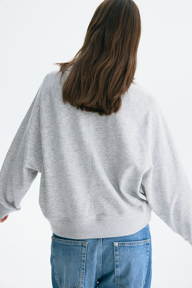 Raglan-Sleeved Sweatshirt-Light gray melange - 6