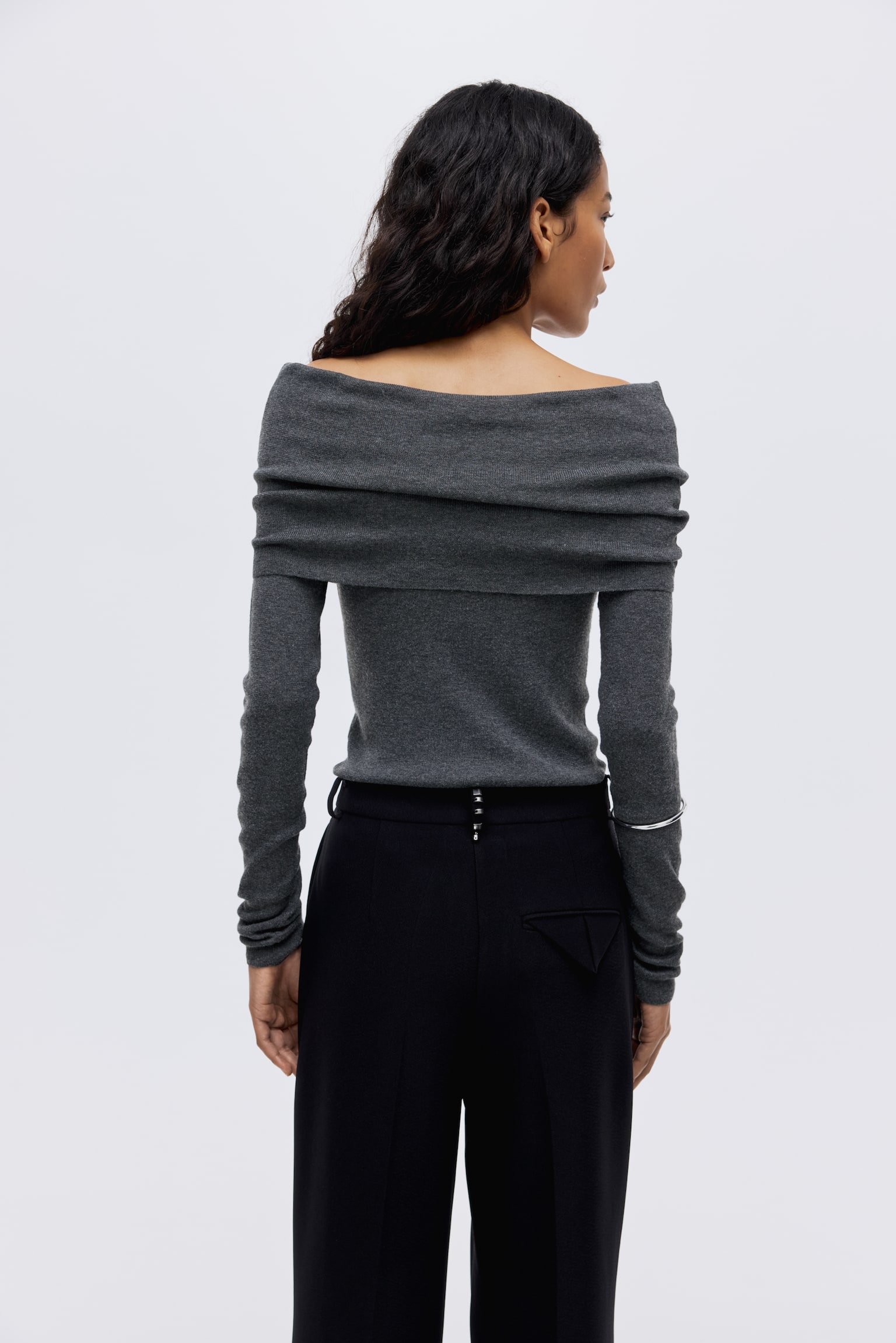 Off-the-shoulder jumper - Grey marl - 6