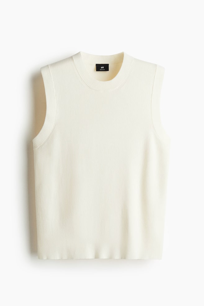 Suéter sin mangas en canalé Regular Fit - Blanco - 1