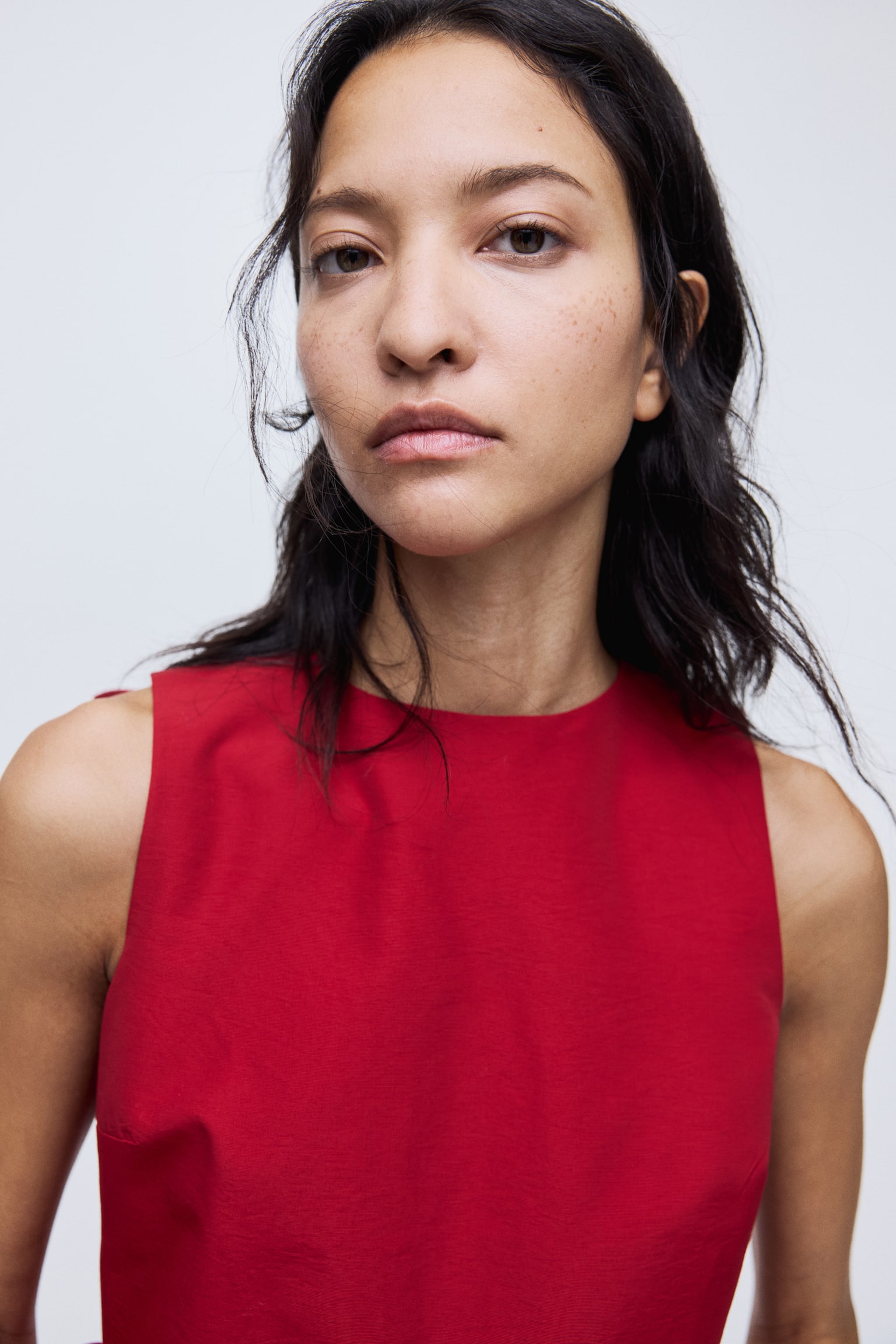 Tie-detail peplum top - Red/Black/Dark red - 3