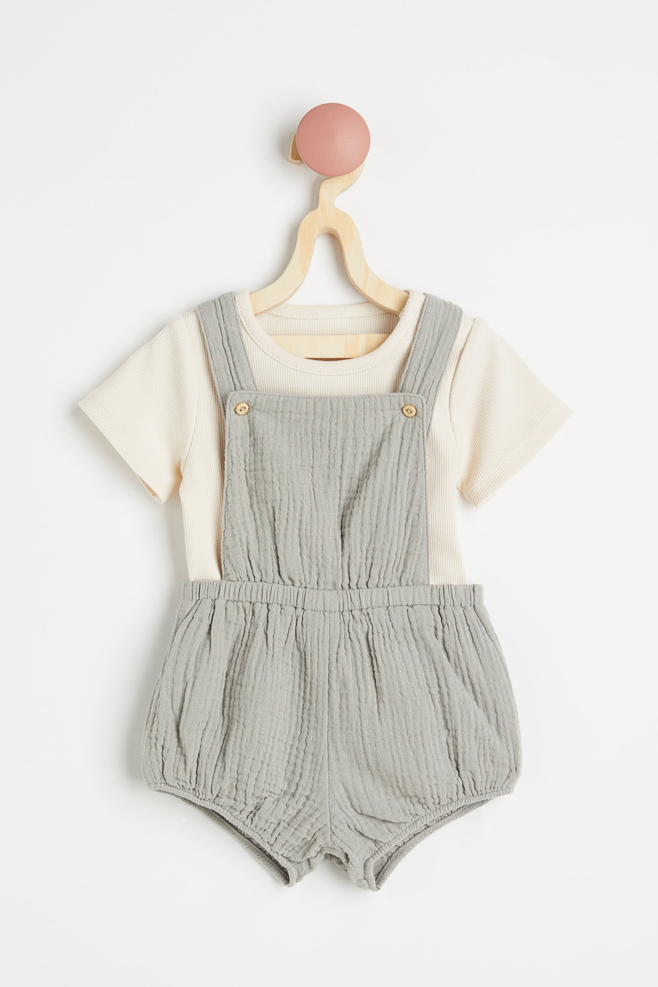 View larger image: 2-piece cotton set - Light grey-green - Kids | H&M SG 1