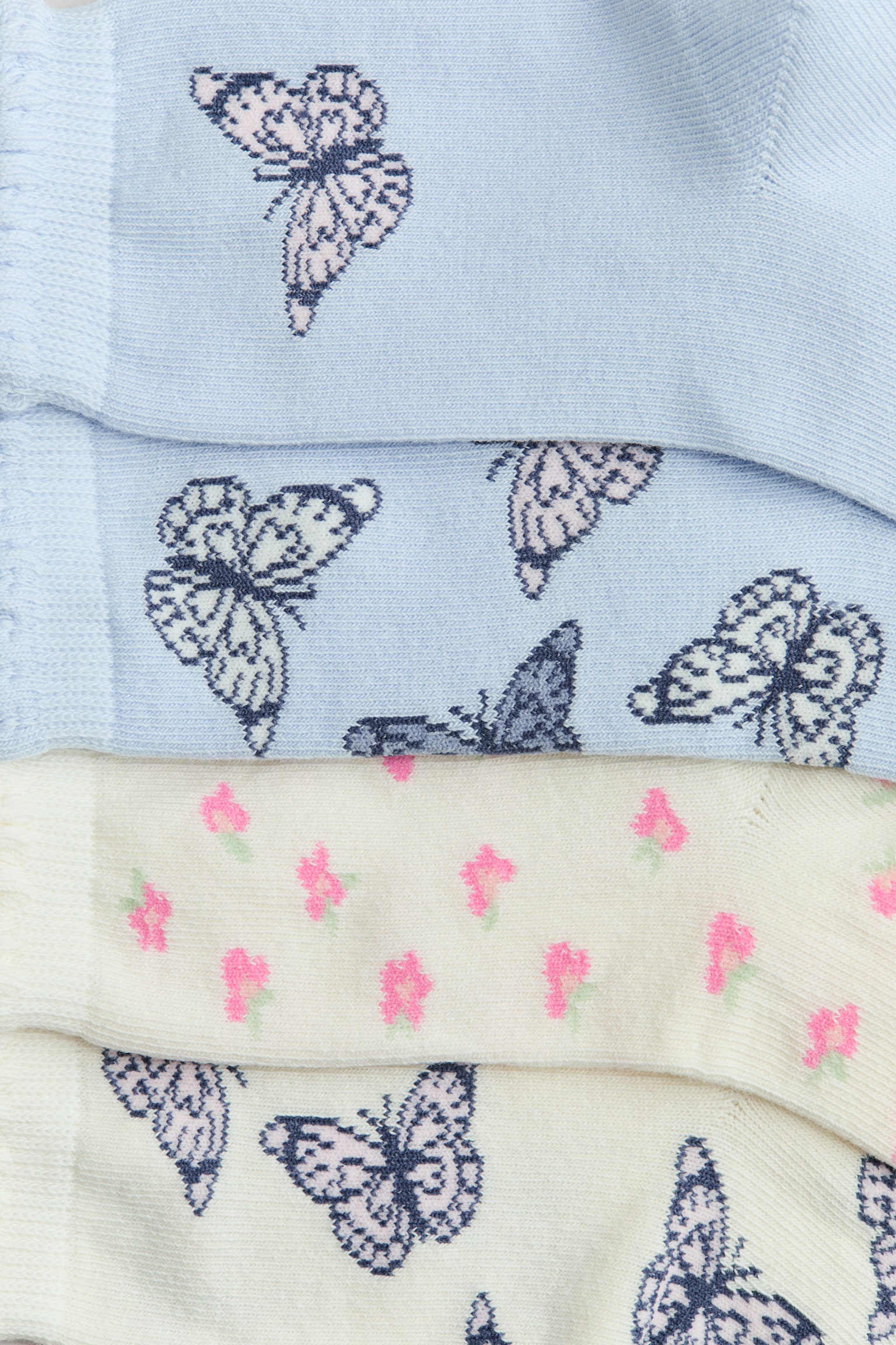 מארז 7 זוגות גרביים - תכלת/פרפרים/ורוד בהיר/חד קרן/קרם/פרחוני/לבן/דובים/Light pink/Strawberries - 3